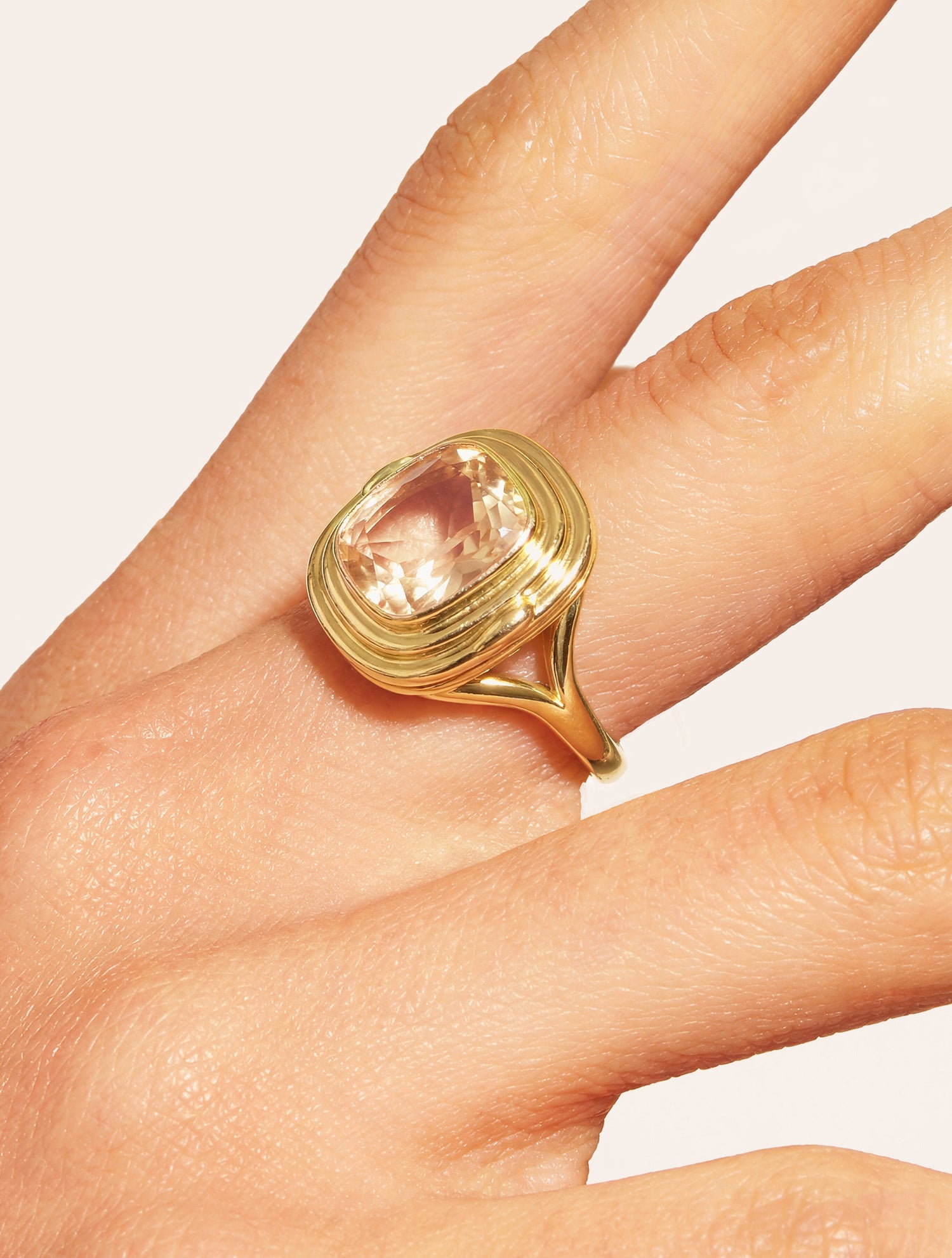 Bague carrée - quartz coloré rose - Riviera