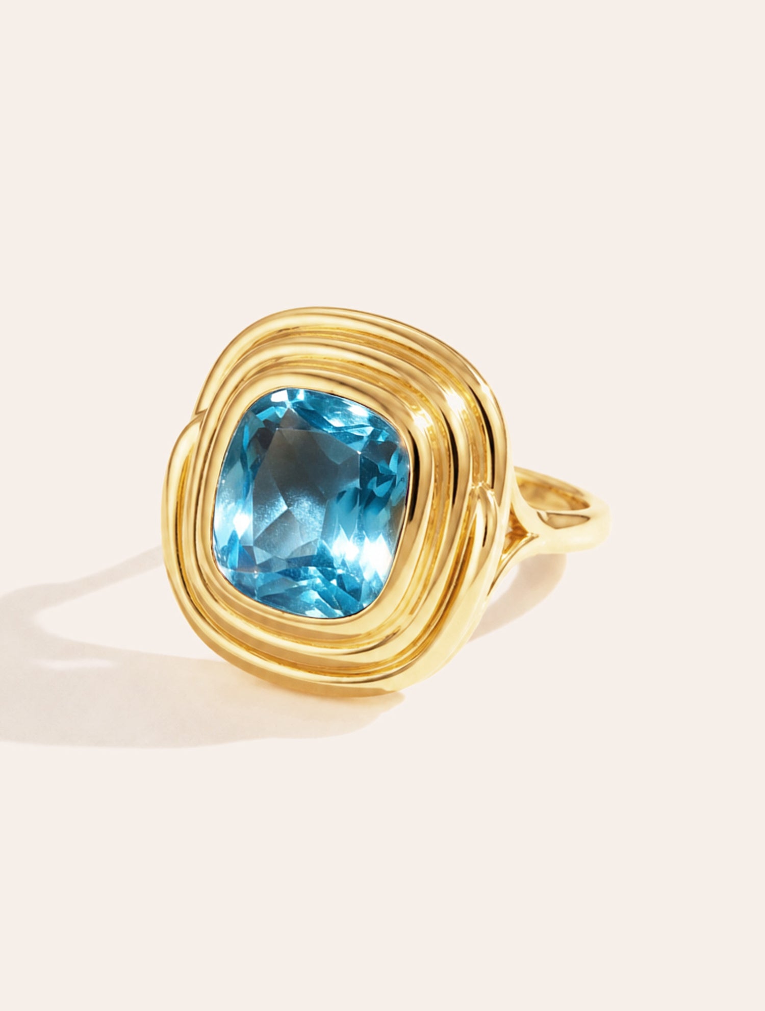 Bague carrée - Quartz coloré bleu clair - Riviera
