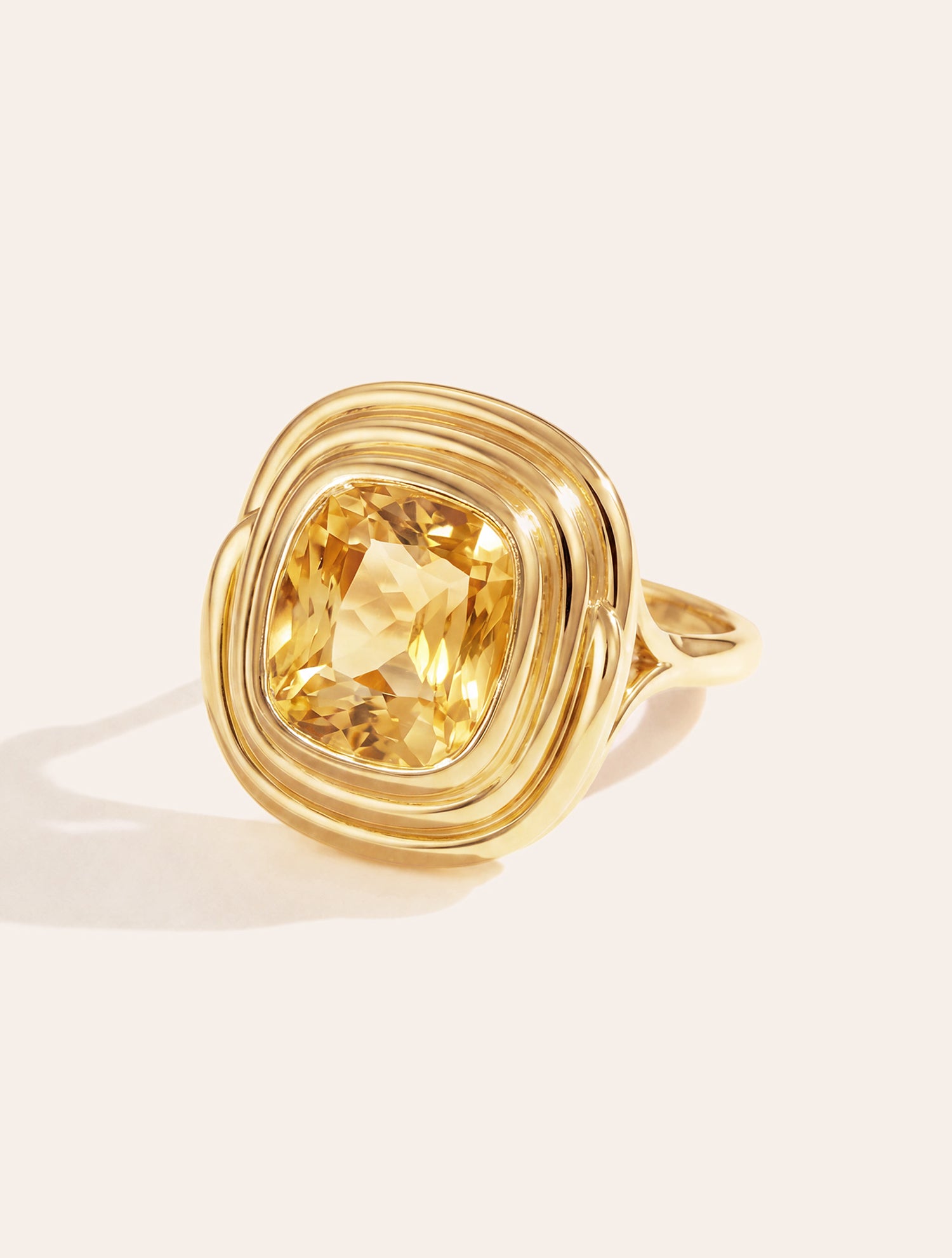 Bague carrée - Quartz coloré jaune - Riviera