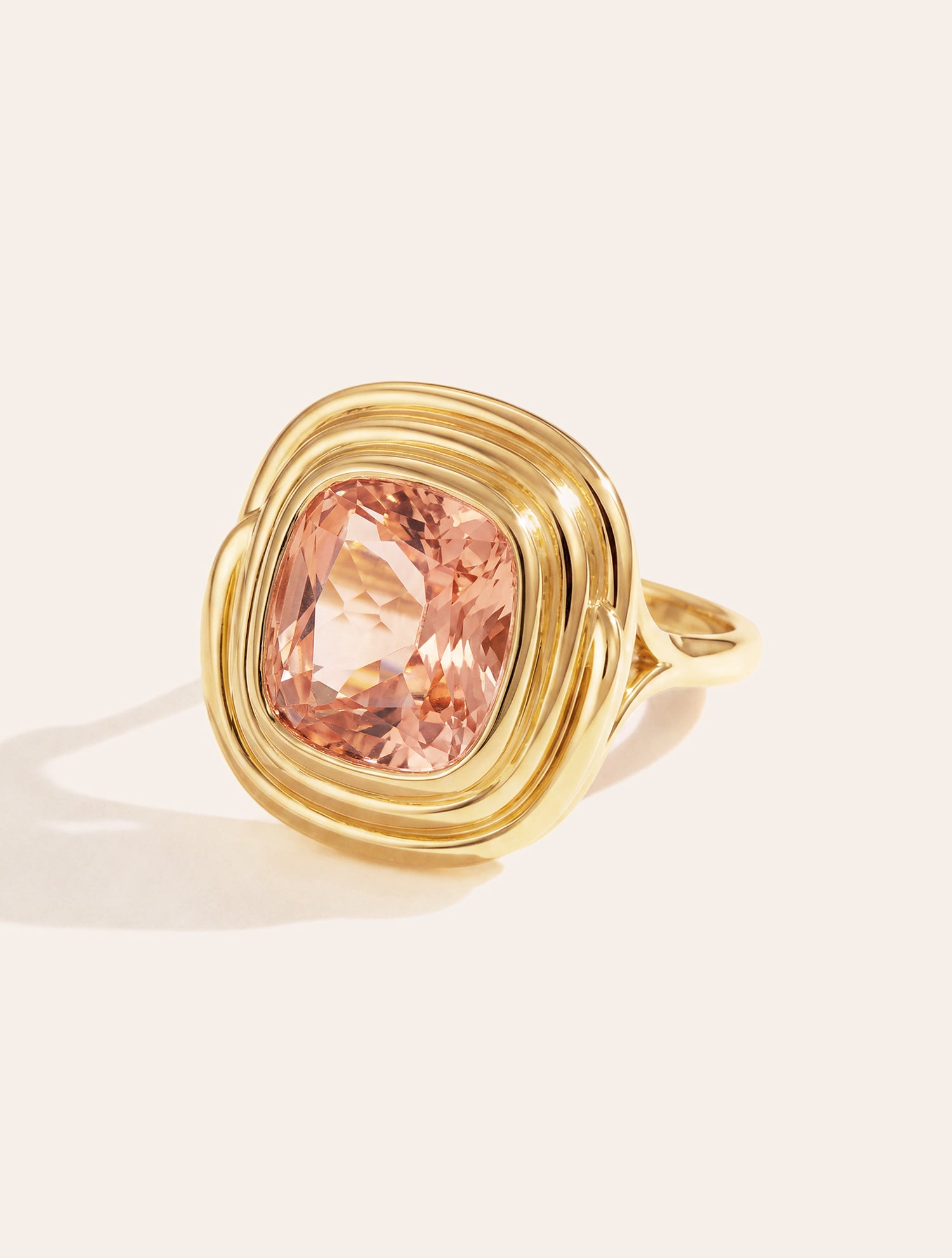 Bague carrée - quartz coloré rose - Riviera
