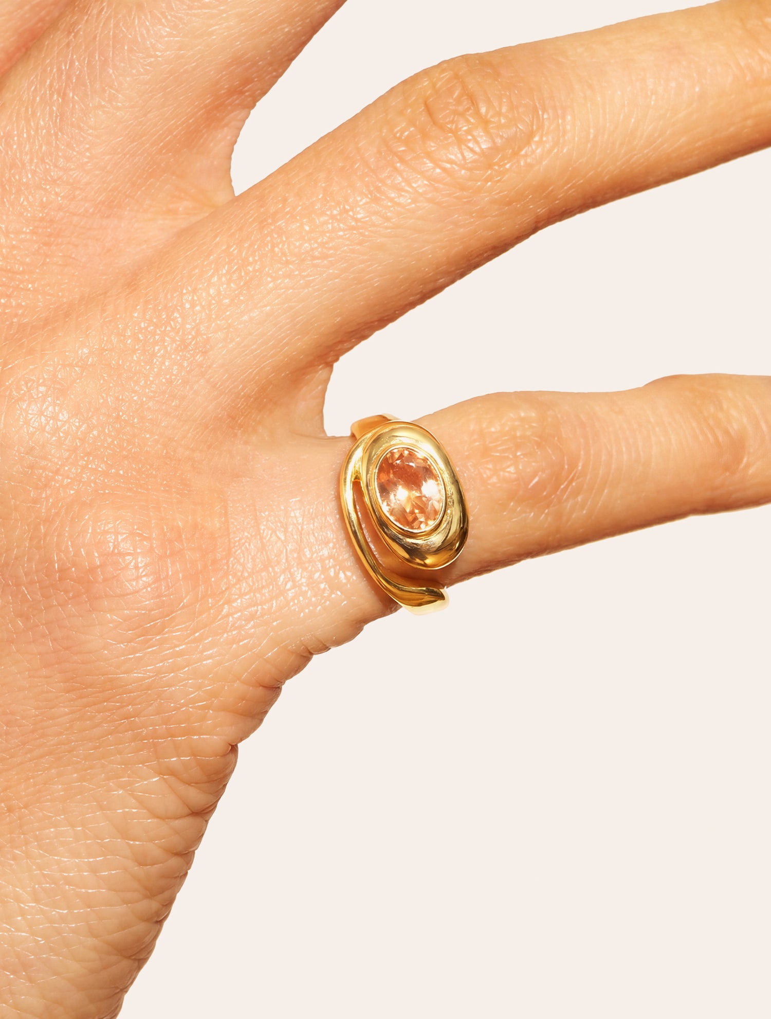 Bague escargot - quartz coloré champagne - Riviera