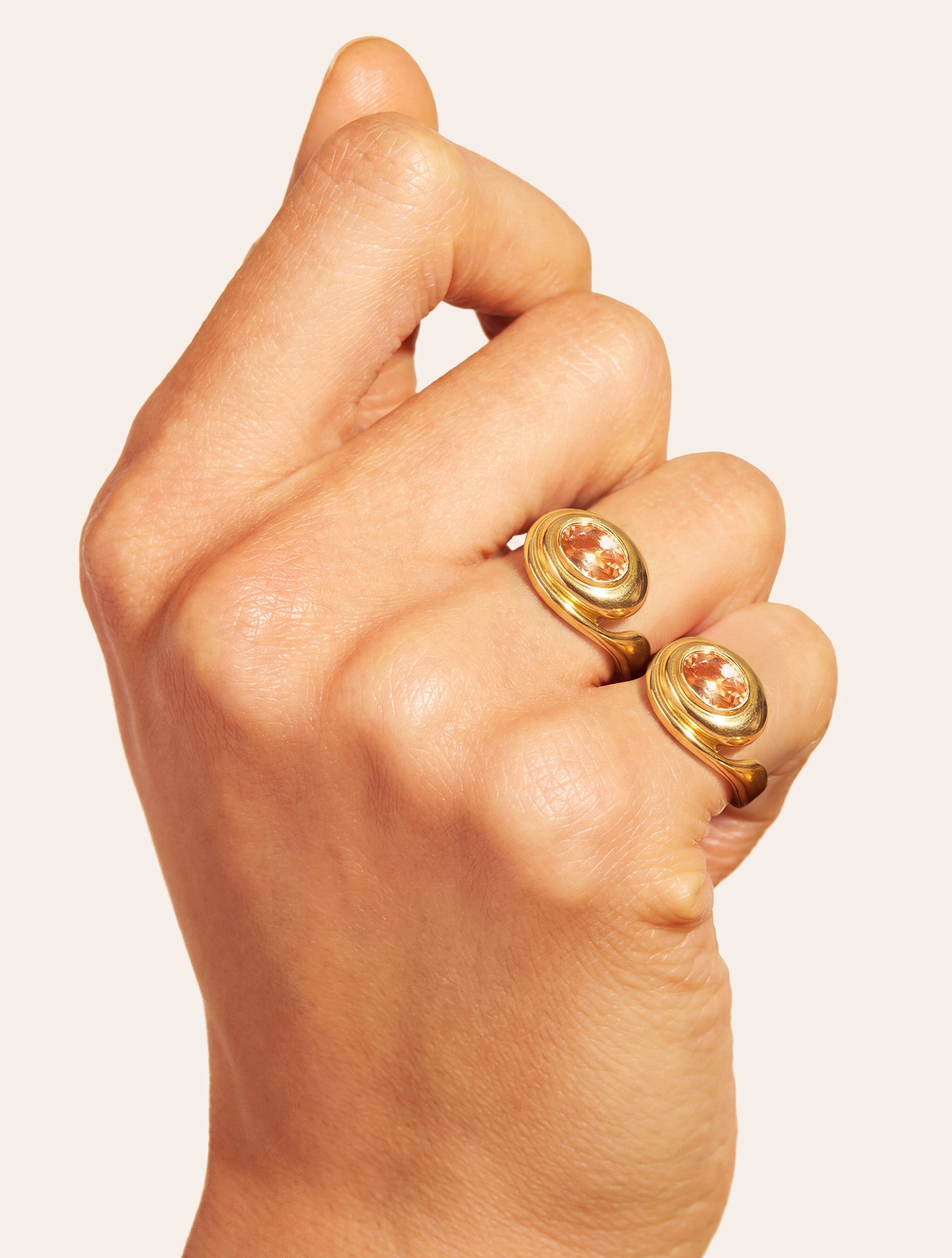 Bague escargot - quartz coloré champagne - Riviera