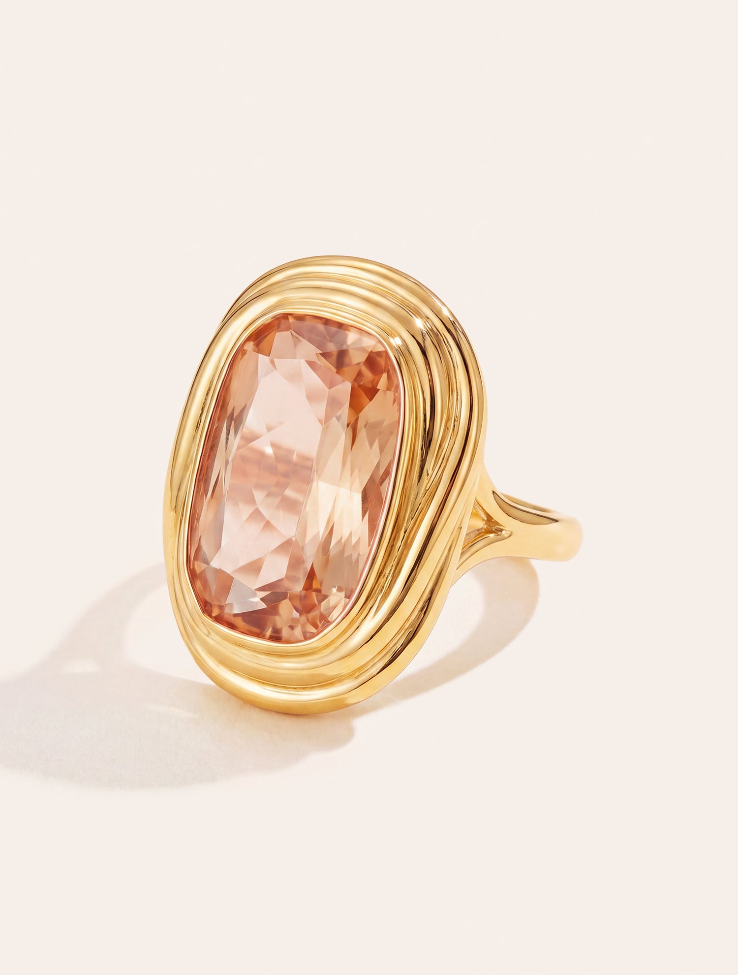 Bague ovale - quartz coloré rose - Riviera