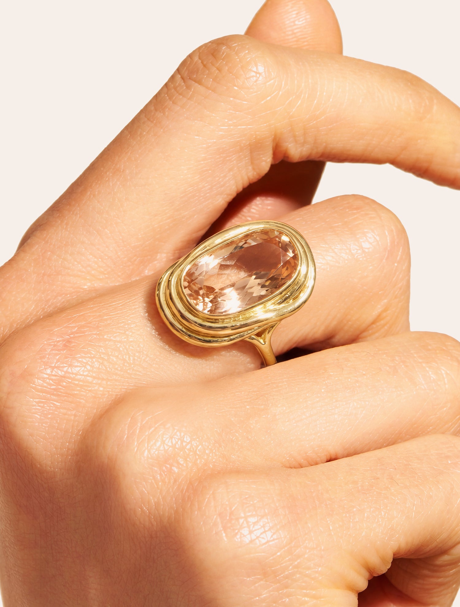 Bague ovale - quartz coloré rose - Riviera