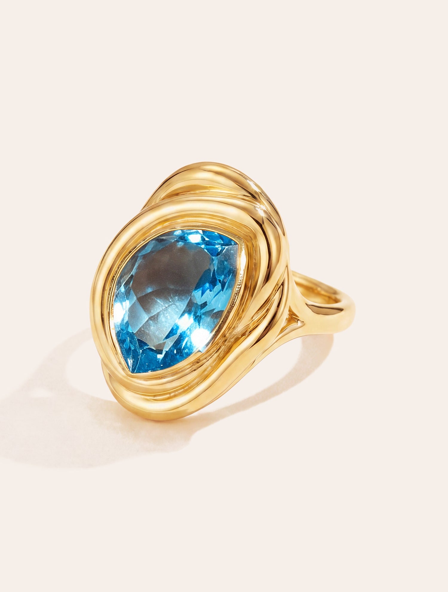 Bague poire - quartz coloré bleu clair - Riviera