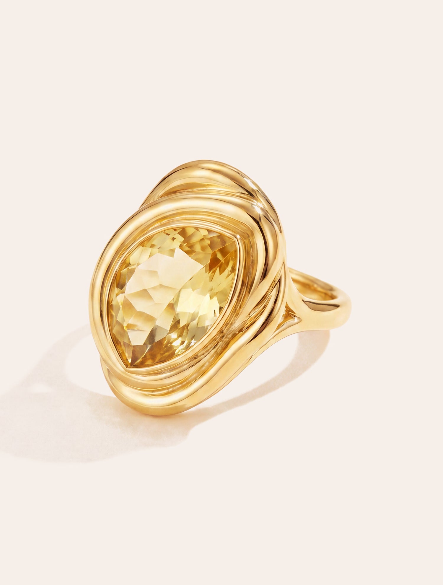Bague poire - quartz coloré jaune - Riviera