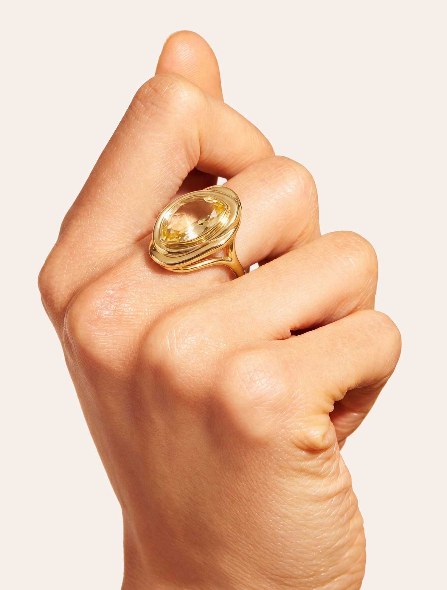 Bague poire - quartz coloré jaune - Riviera