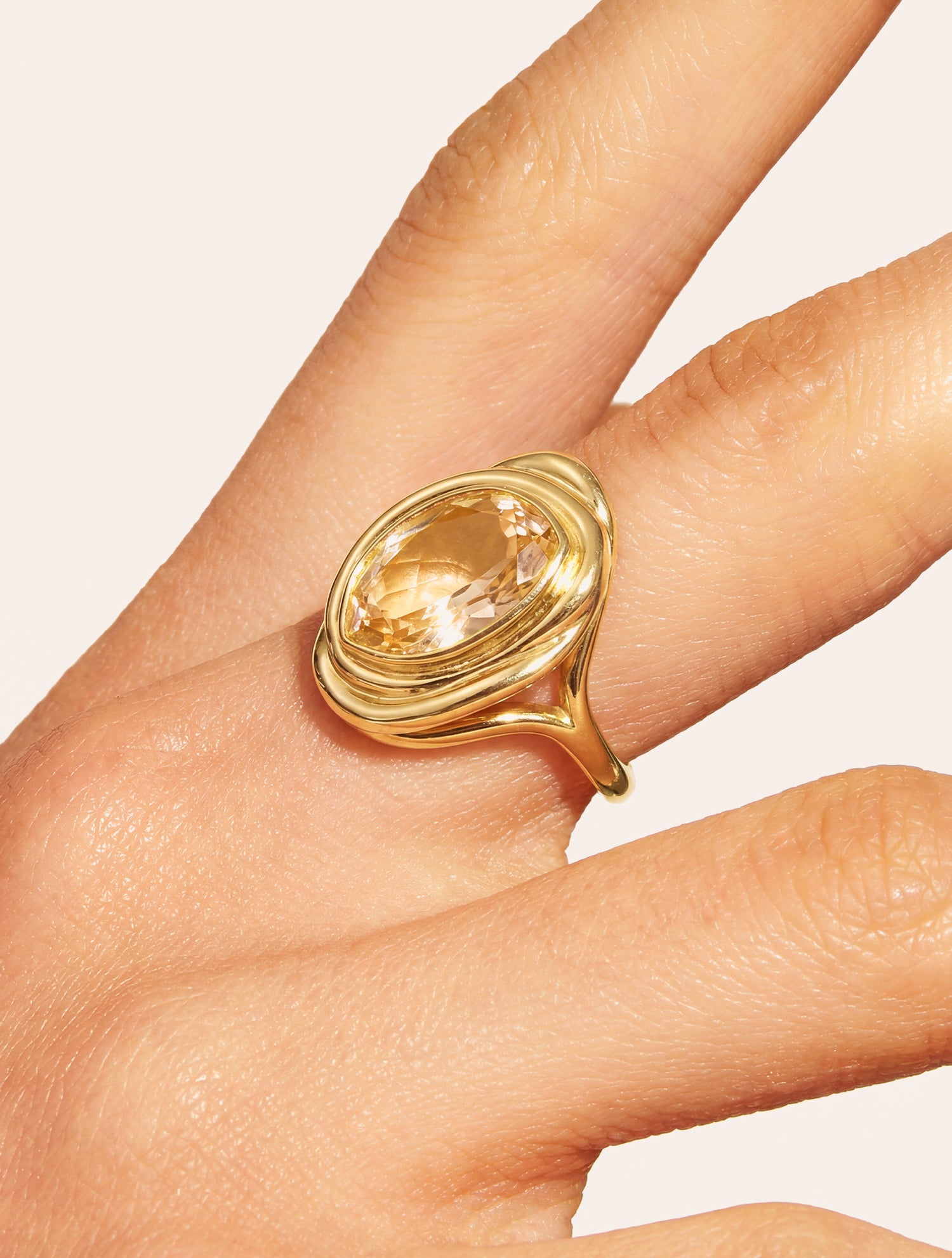 Bague poire - quartz coloré jaune - Riviera