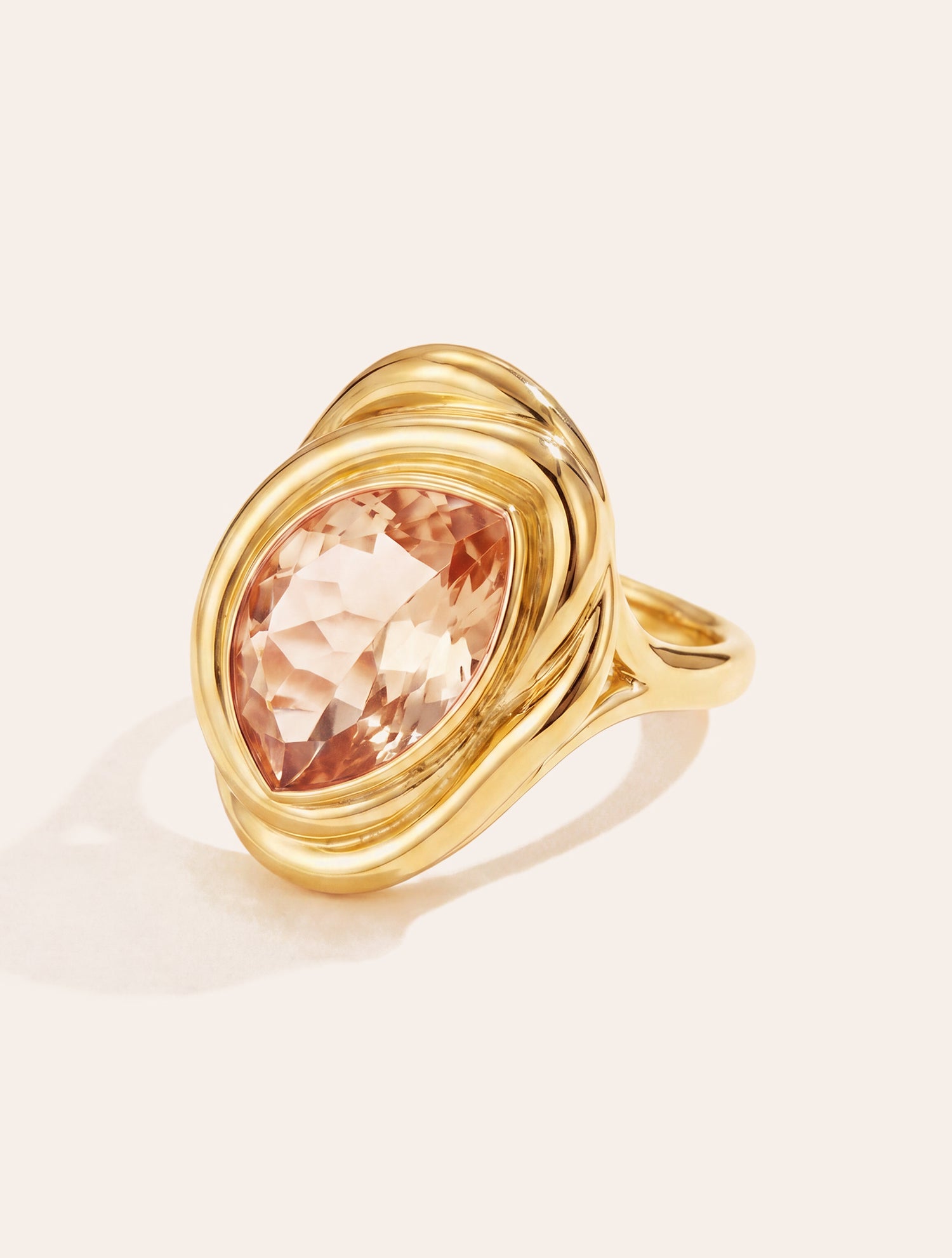 Bague poire - quartz coloré rose - Riviera