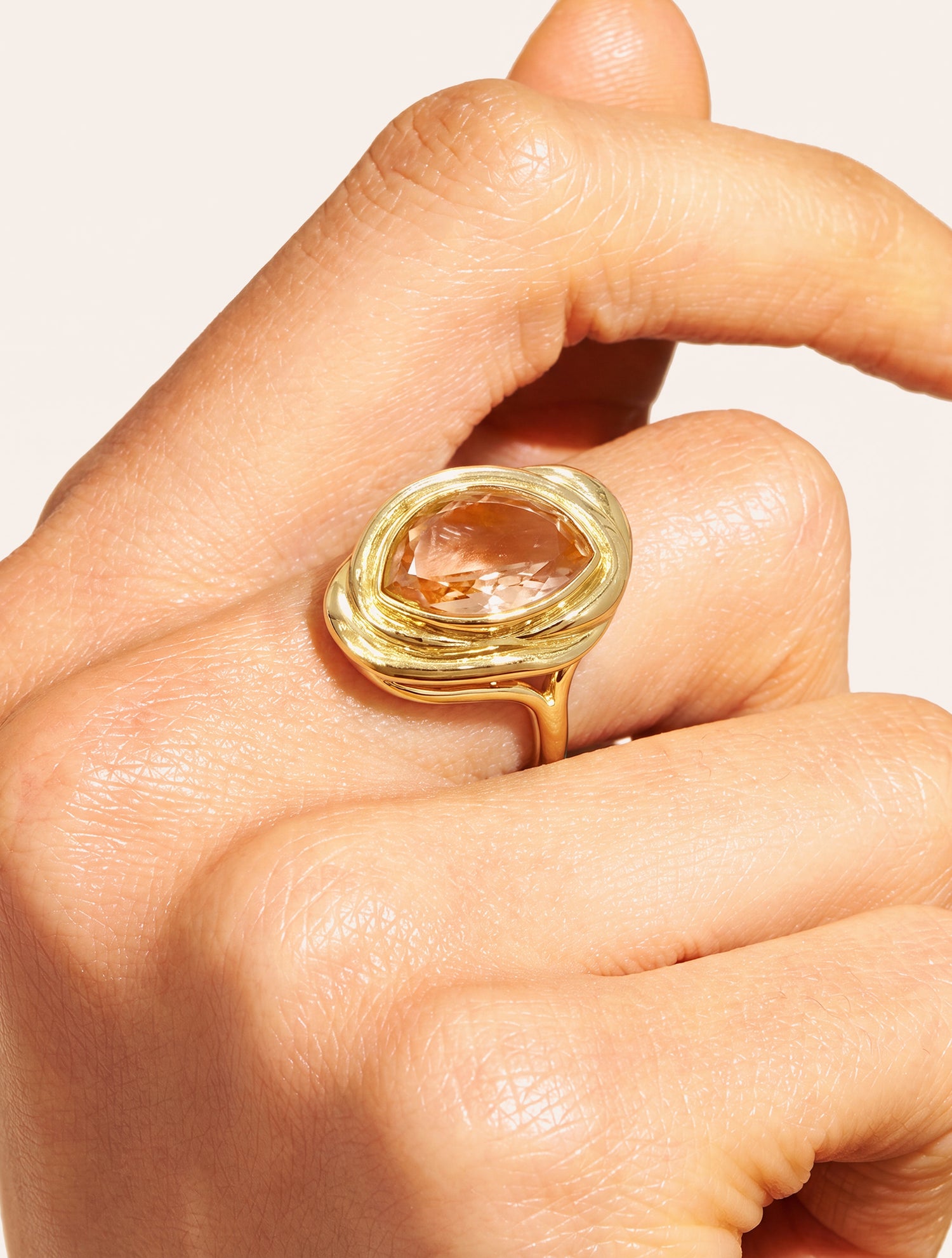 Bague poire - quartz coloré rose - Riviera