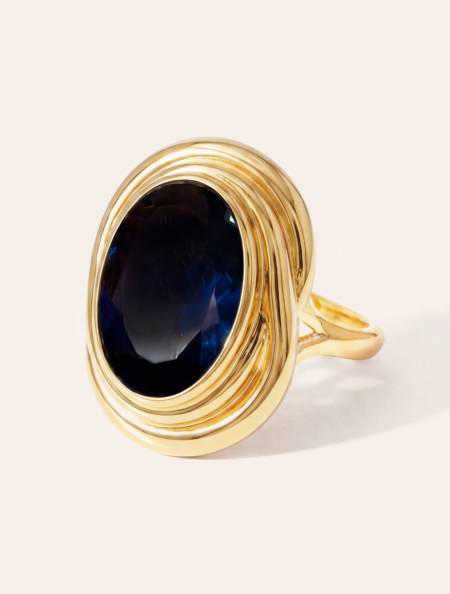 Bague spirale - Quartz coloré bleu foncé - Riviera