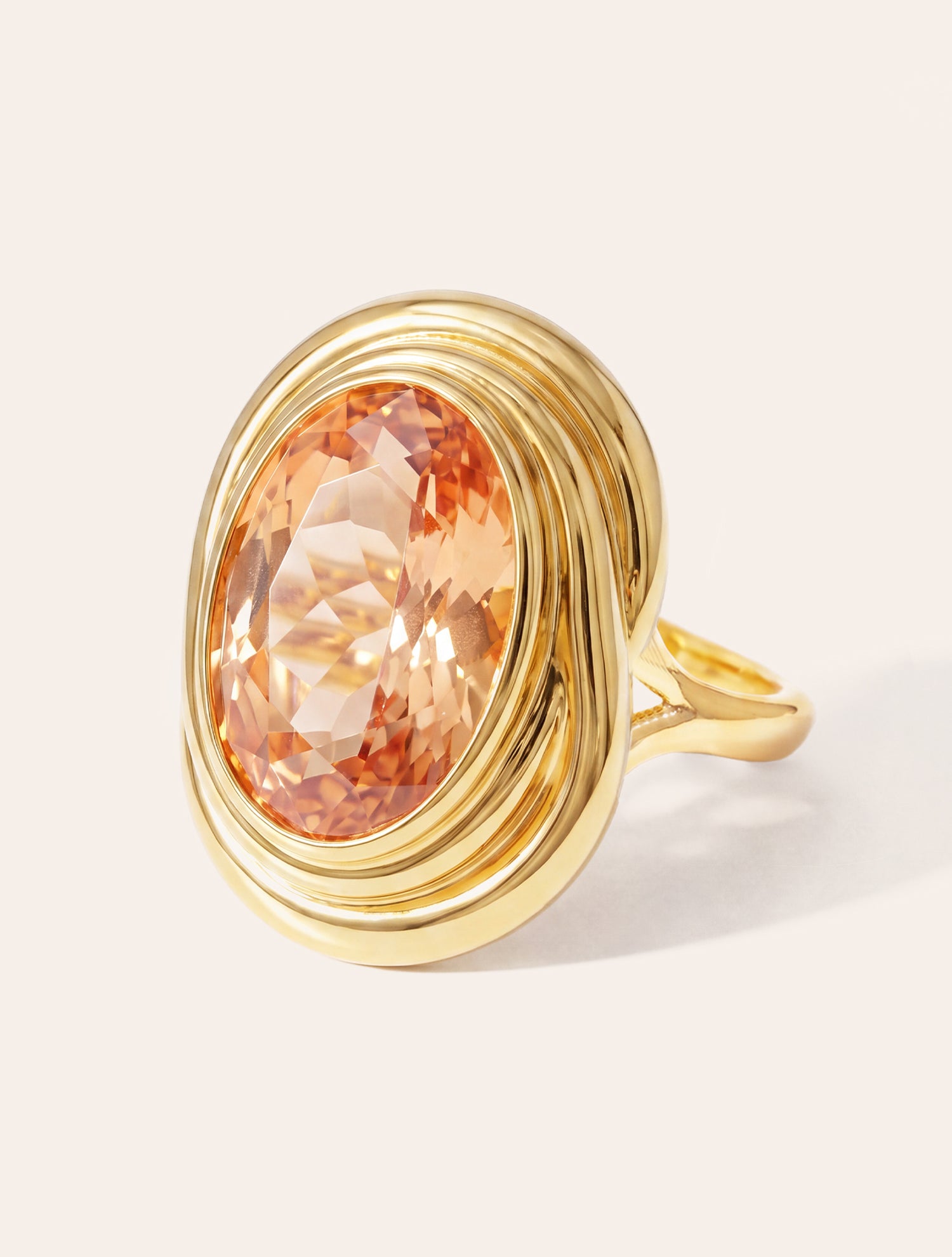 Bague spirale - Quartz coloré champagne - Riviera
