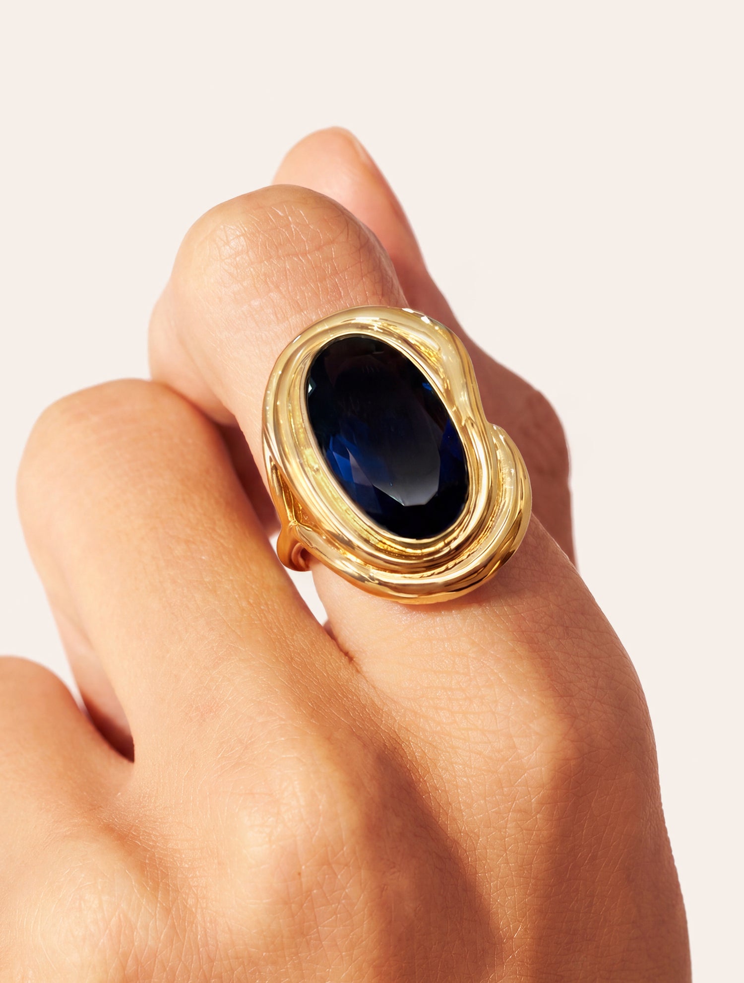 Bague spirale - Quartz coloré bleu foncé - Riviera