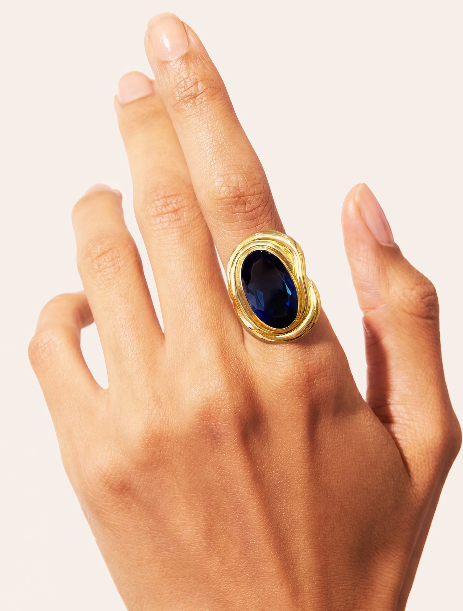 Bague spirale - Quartz coloré bleu foncé - Riviera