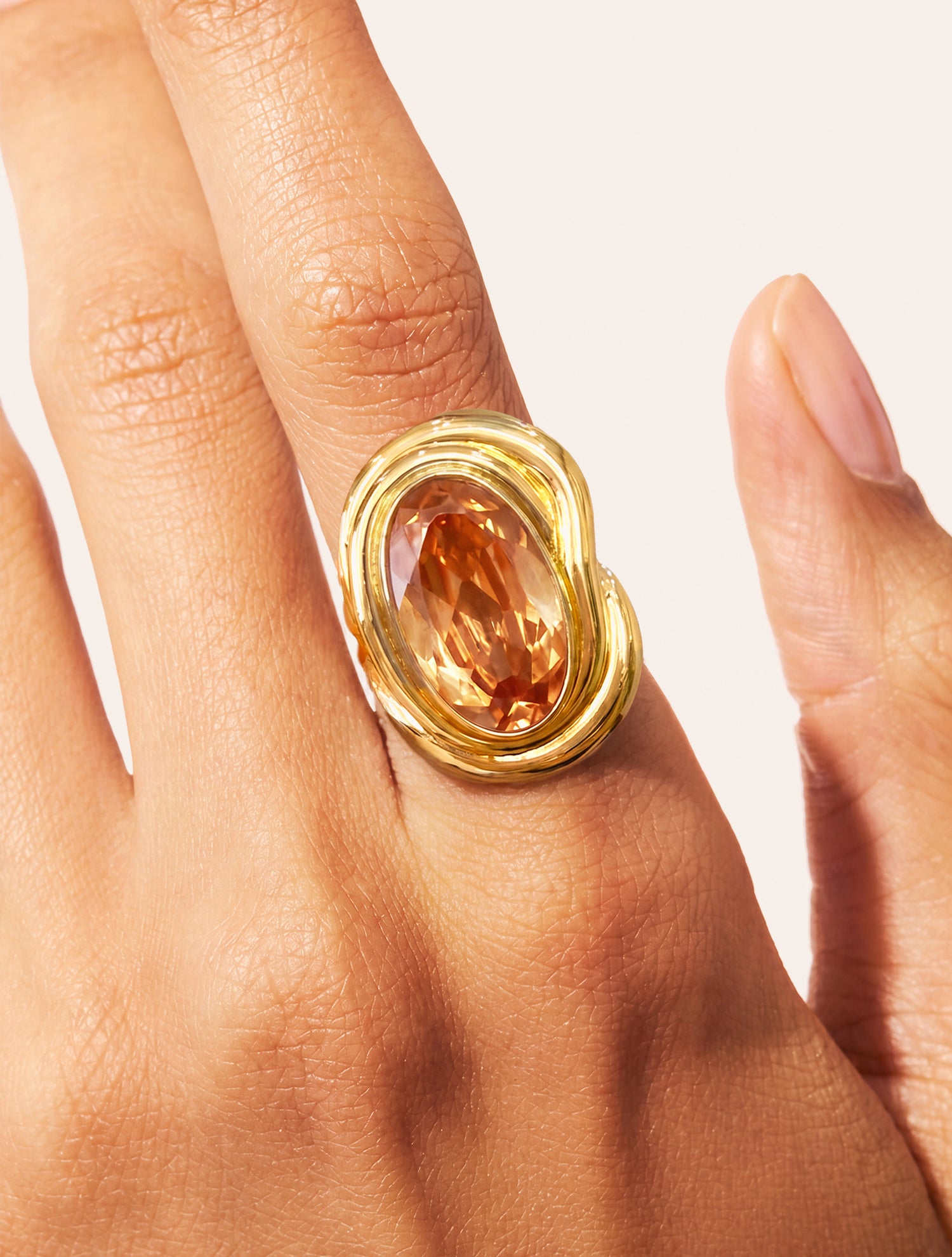 Bague spirale - Quartz coloré champagne - Riviera