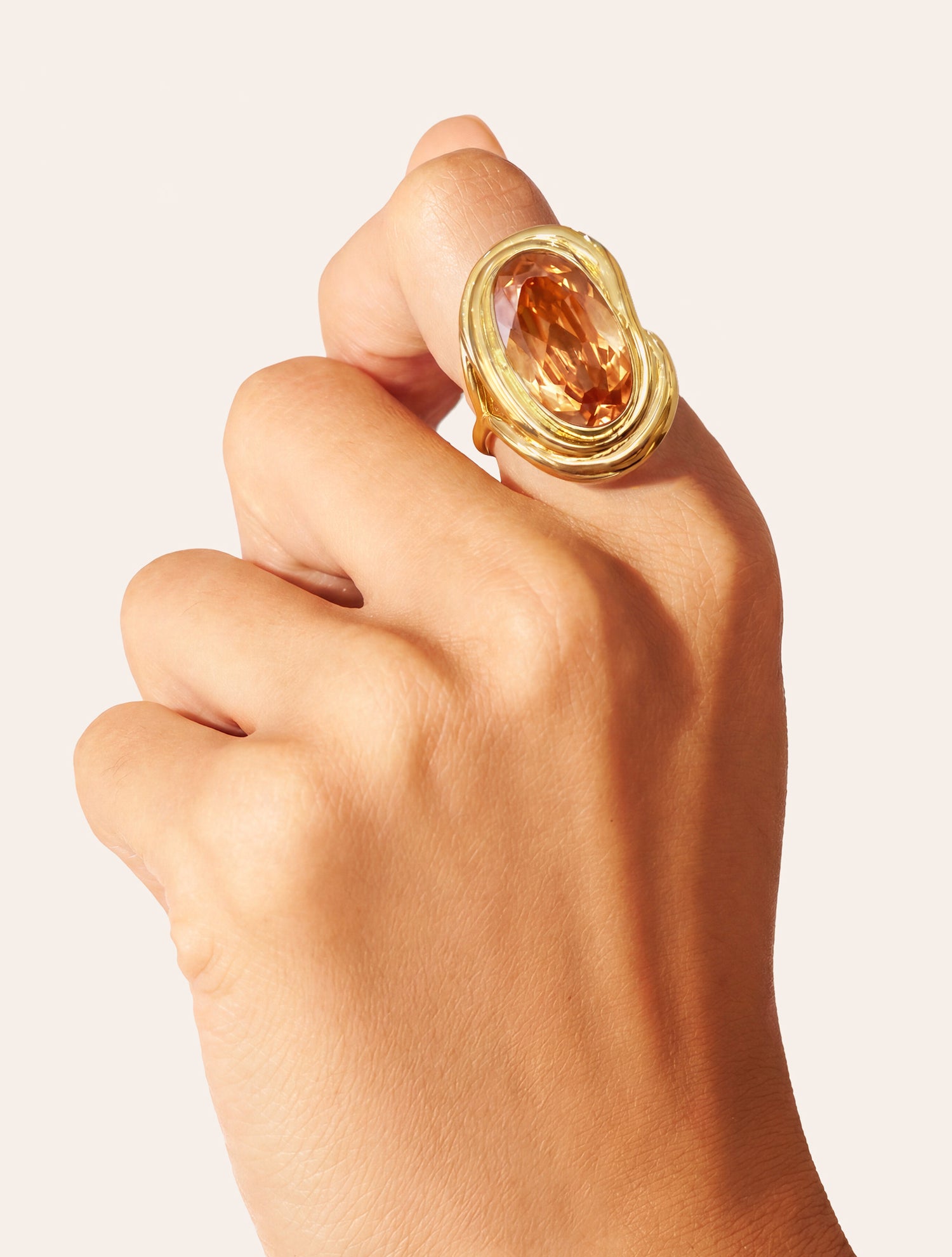 Bague spirale - Quartz coloré champagne - Riviera