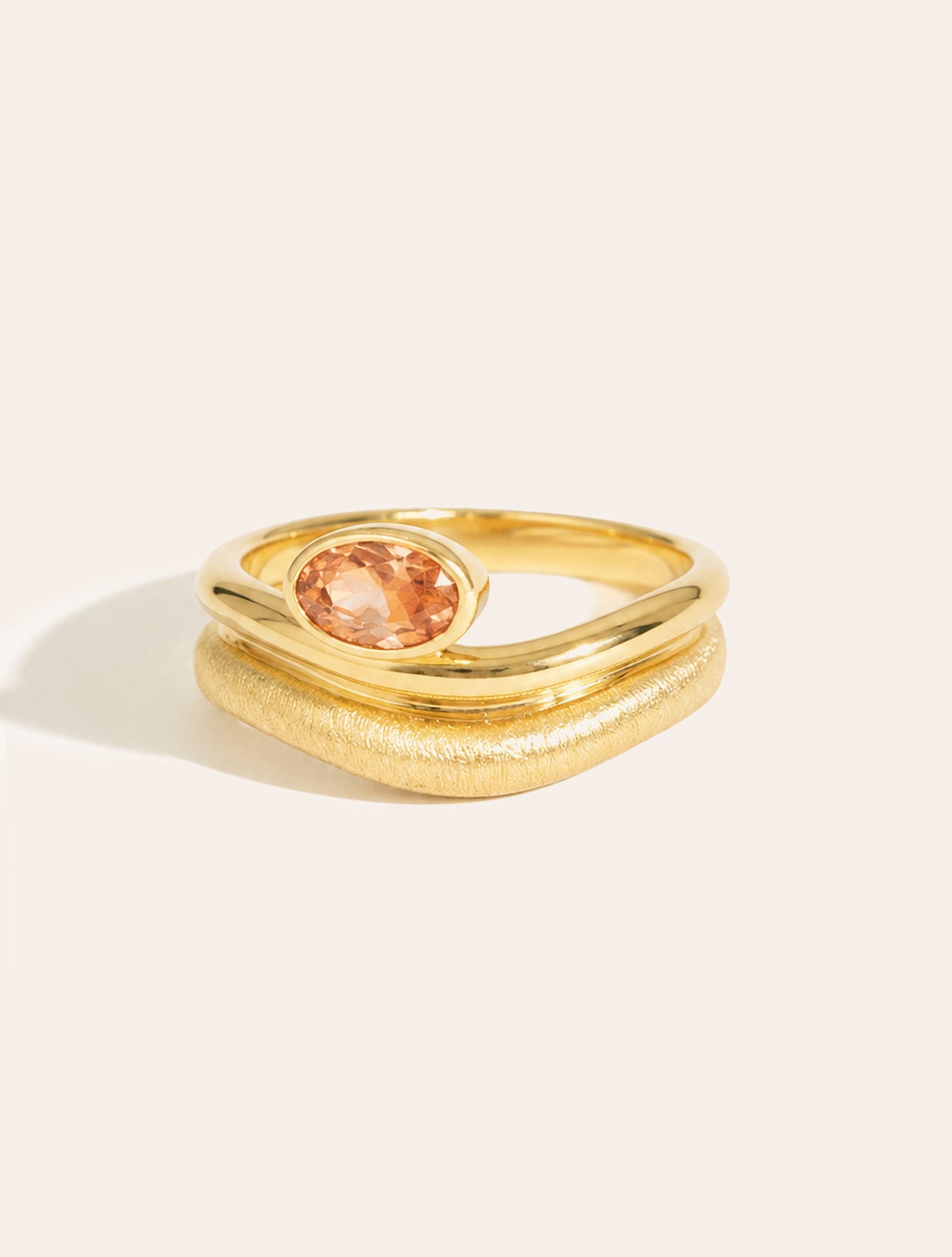 Bague vague - quartz coloré champagne - Riviera