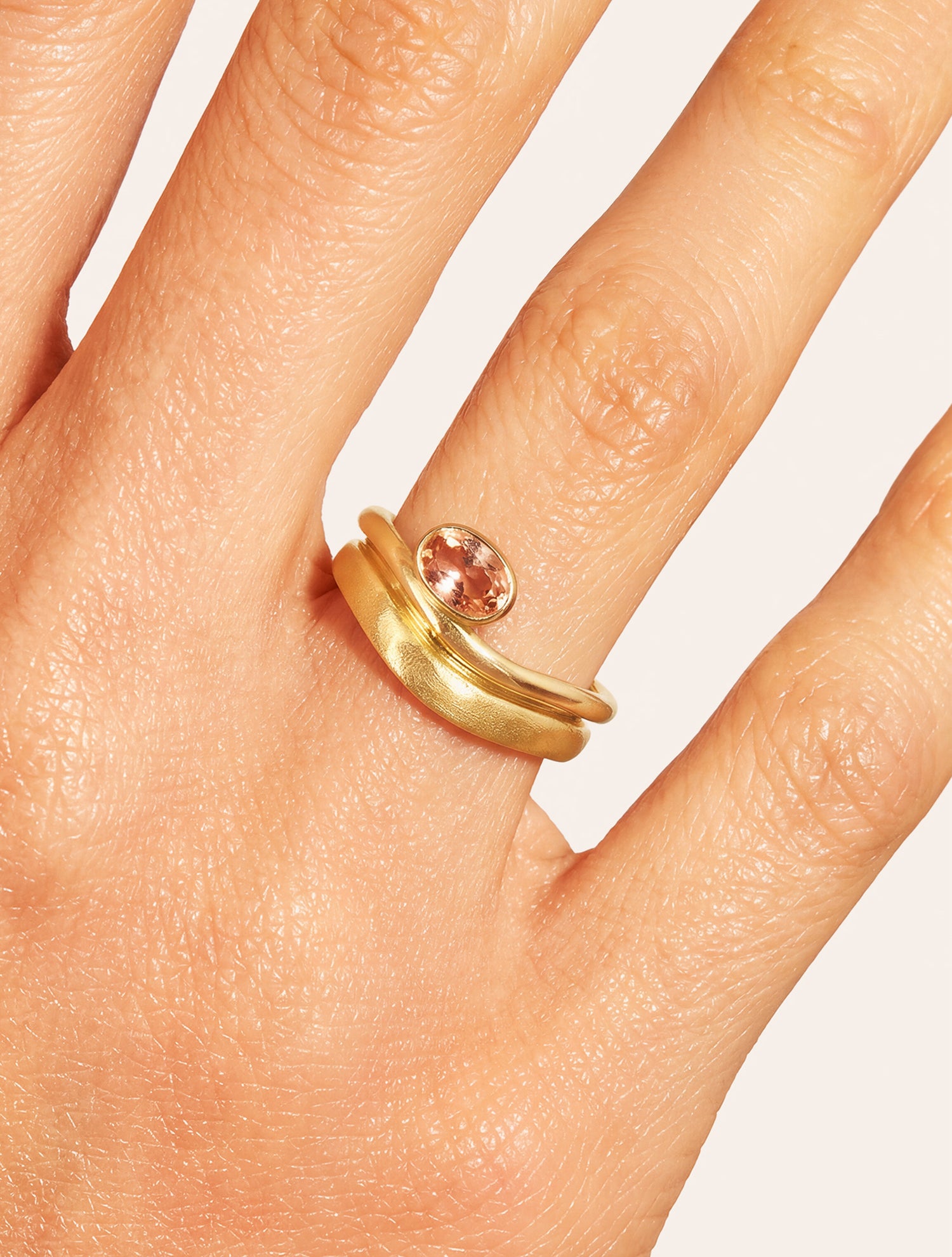 Bague vague - quartz coloré champagne - Riviera