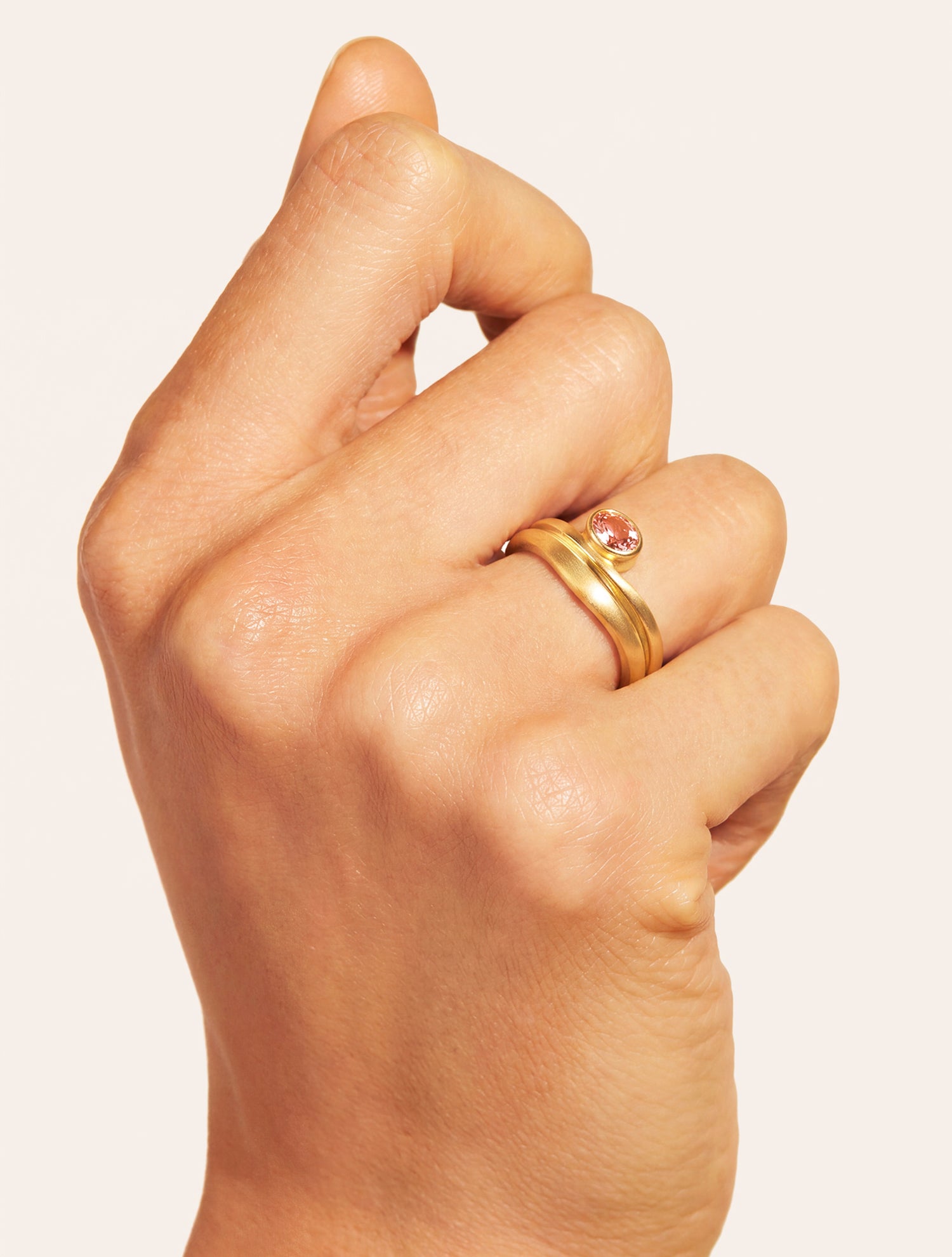 Bague vague - quartz coloré champagne - Riviera