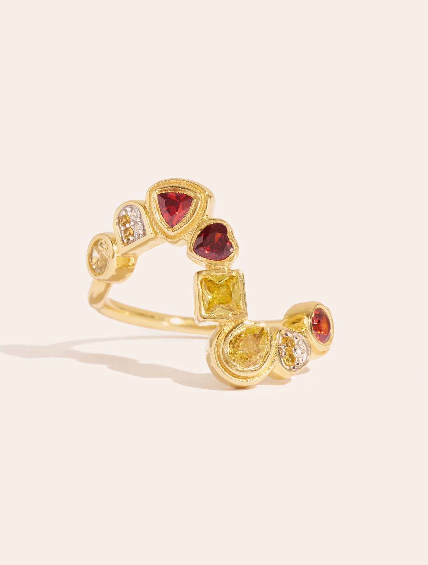 Bague Rivière - Zircons jaune et grenat