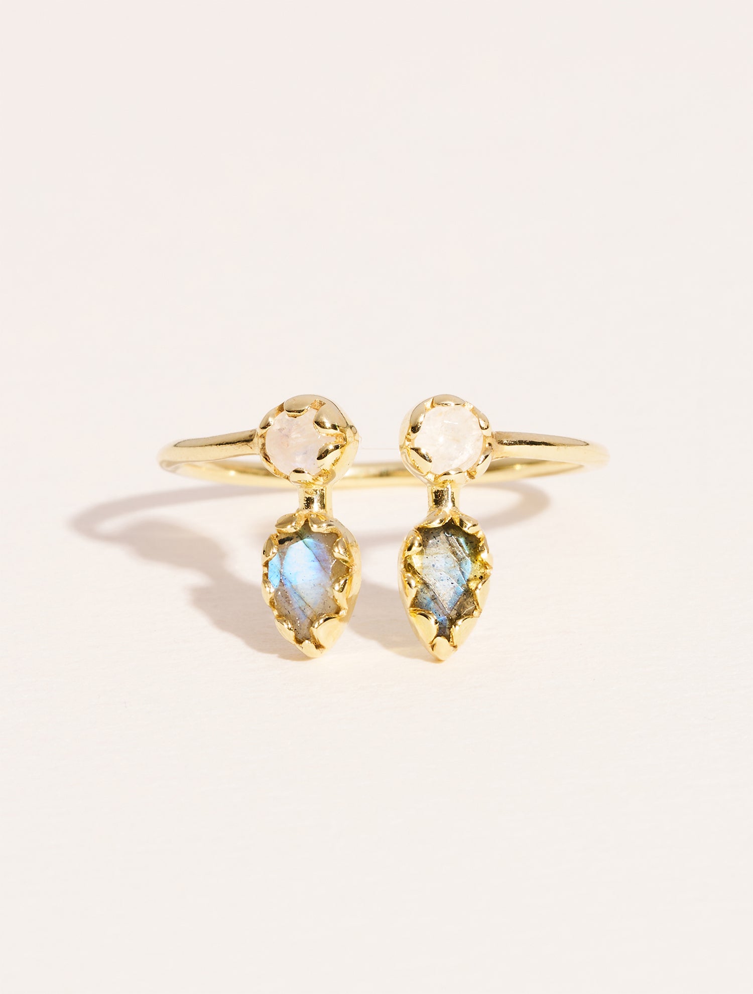 Bague Safra - Pierre de Lune et Labradorite