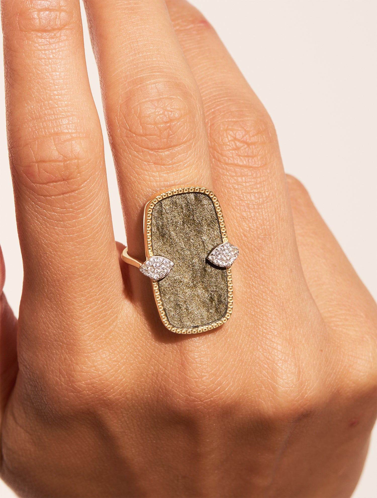 Bague Sangha - Obsidienne Dorée