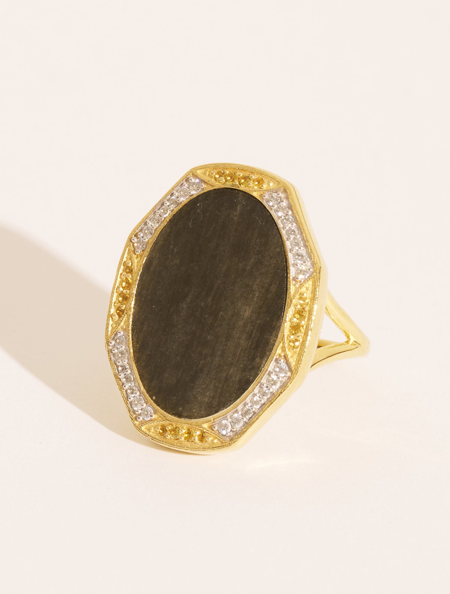 Bague Sinaï - Obsidienne dorée