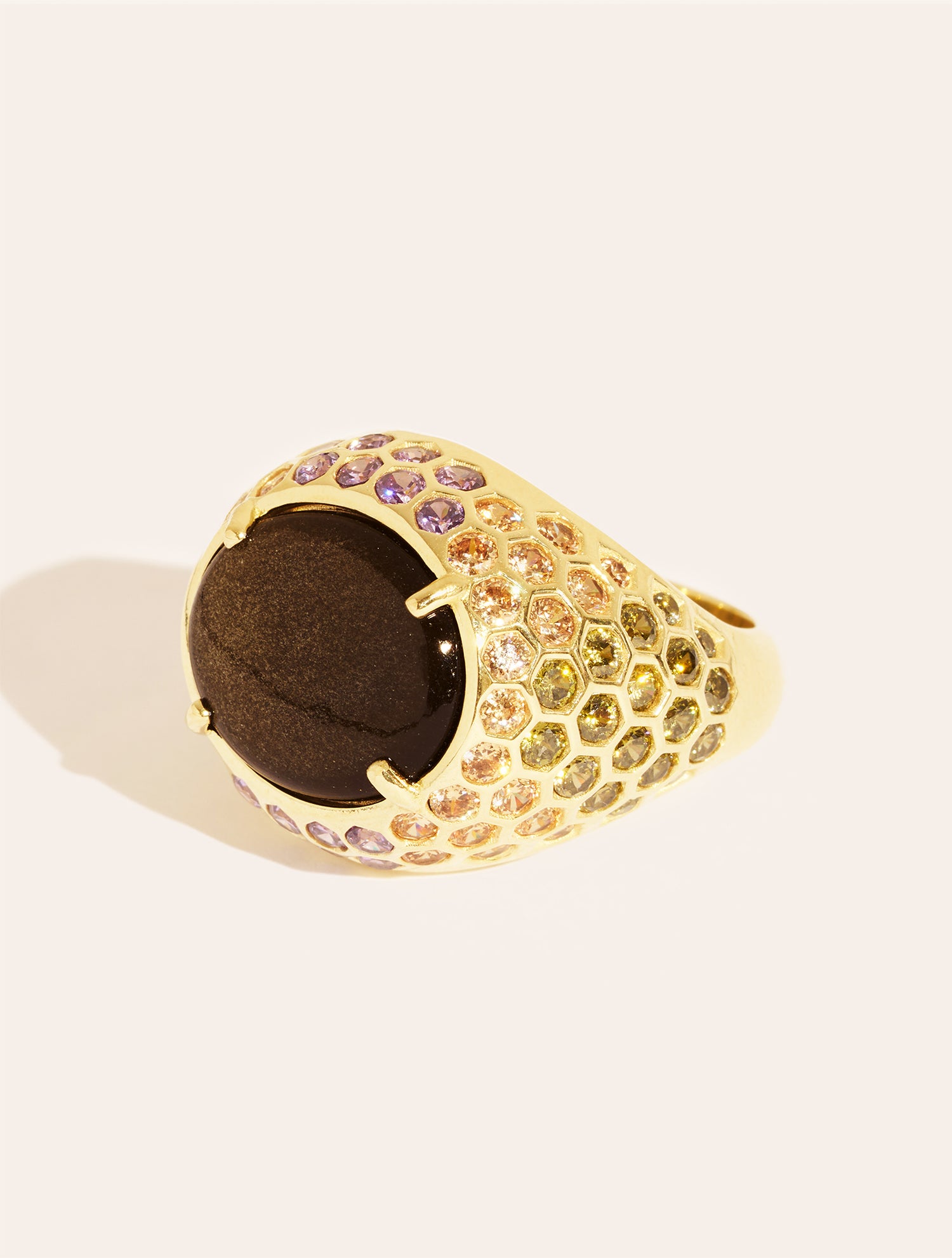 Gold Sheen Obsidian Turtle Ring - Soleil sauvage II