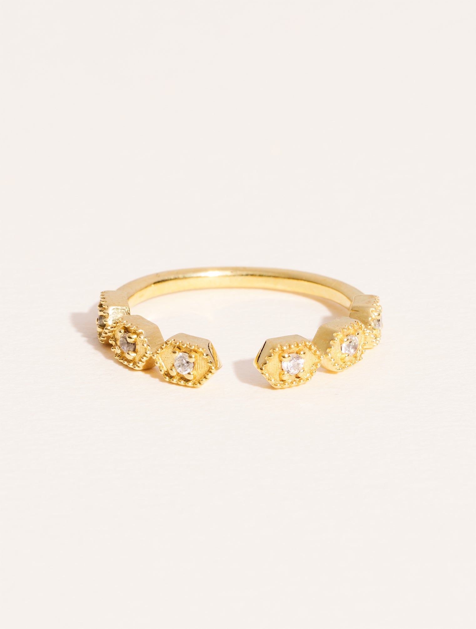 Tara Ring White Zircons | Be Maad - Thin & delicate ring in 18K gold ...