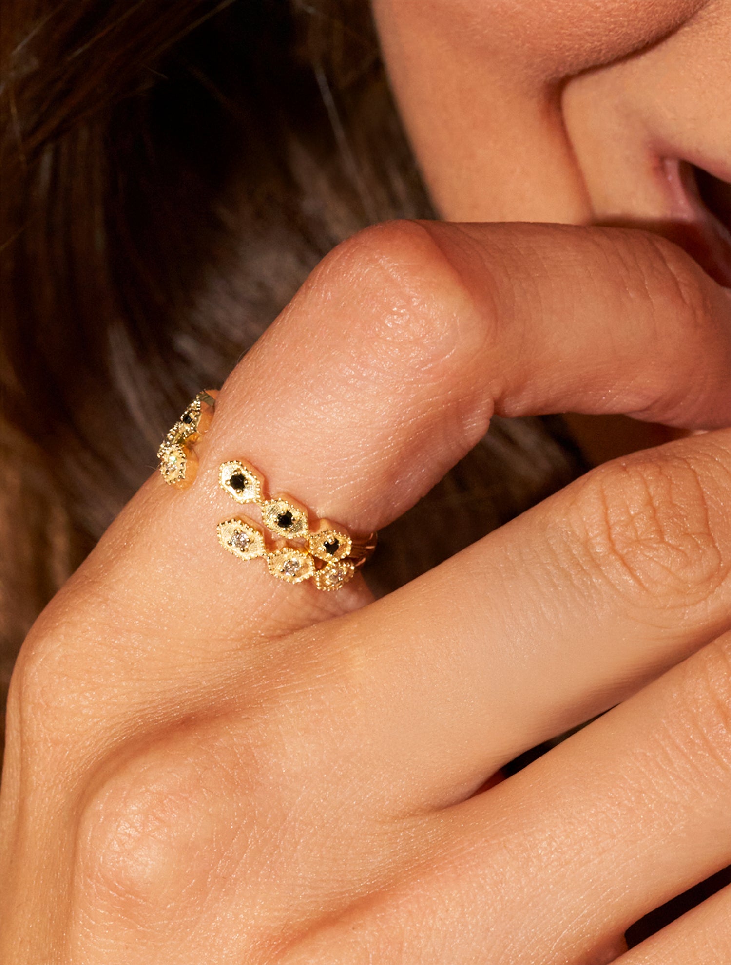 Bague Tara - Zircons Noirs