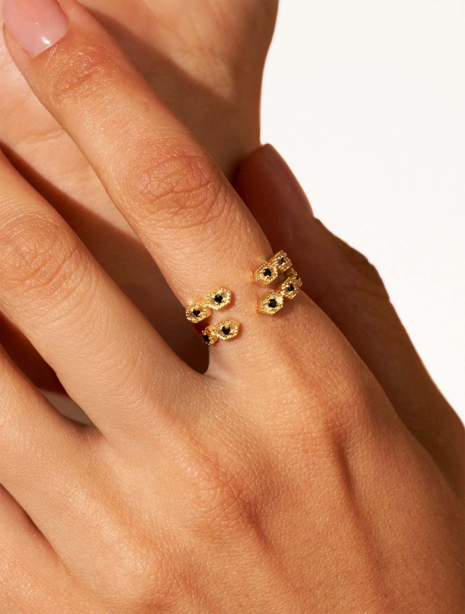 Bague Tara - Zircons Noirs