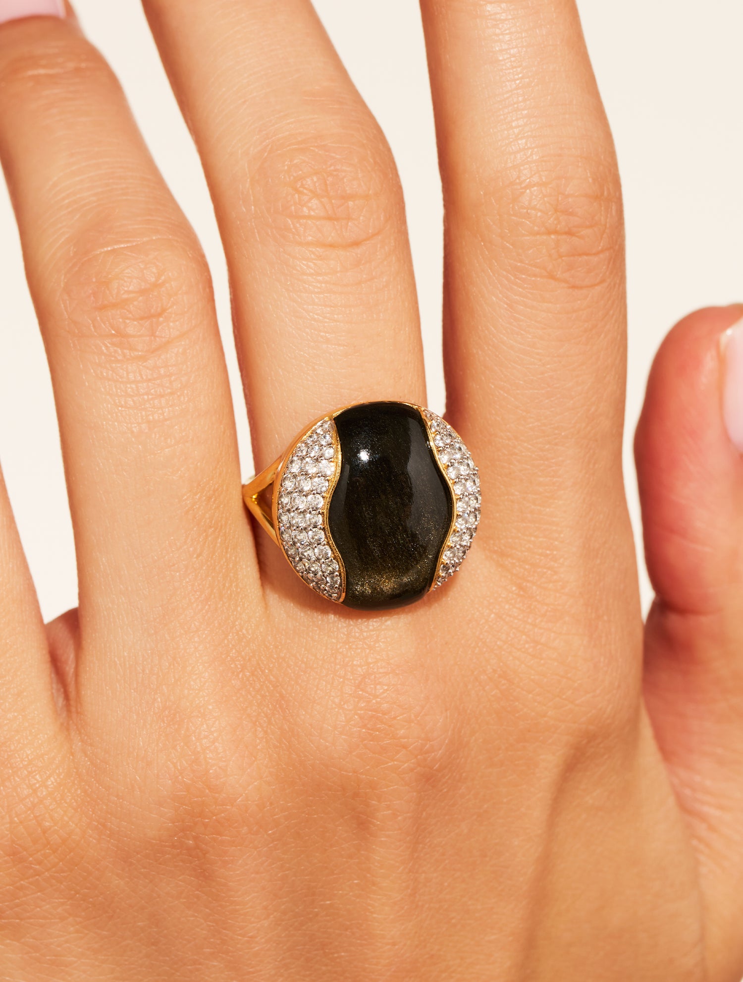 Bague Vertige - Obsidienne dorée