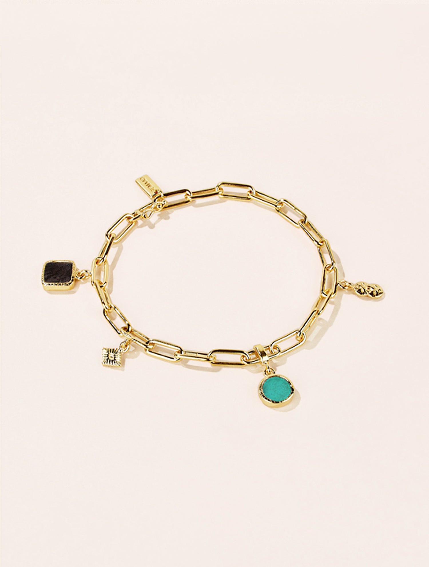 Bracelet Arya - Turquoise et Onyx Texturé