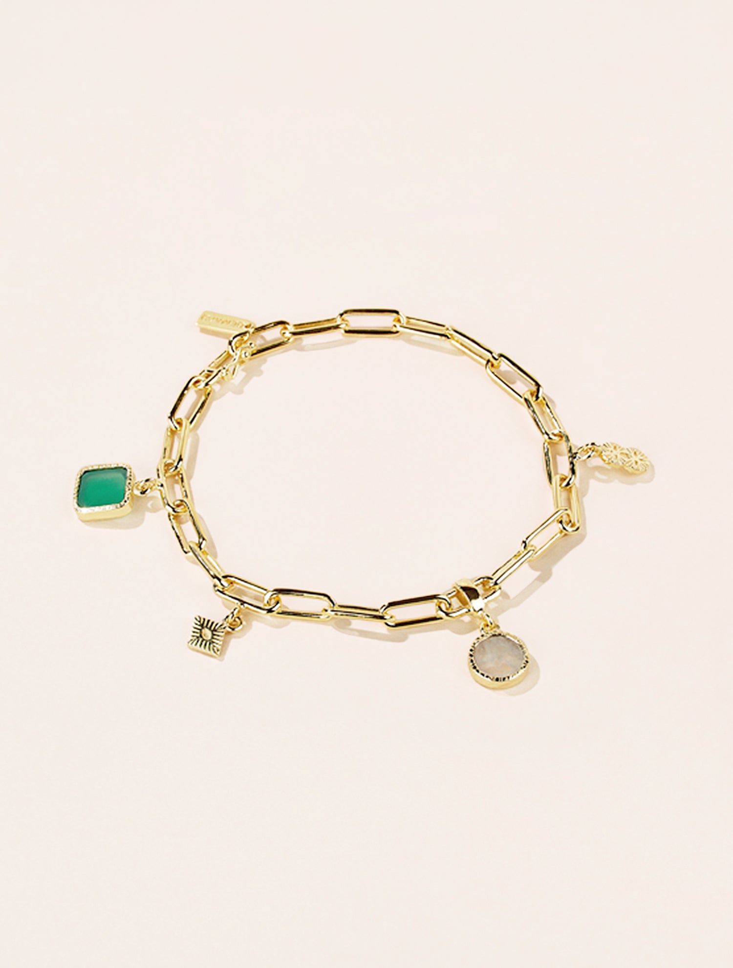 Arya Bracelet - Green Onyx and Moonstone