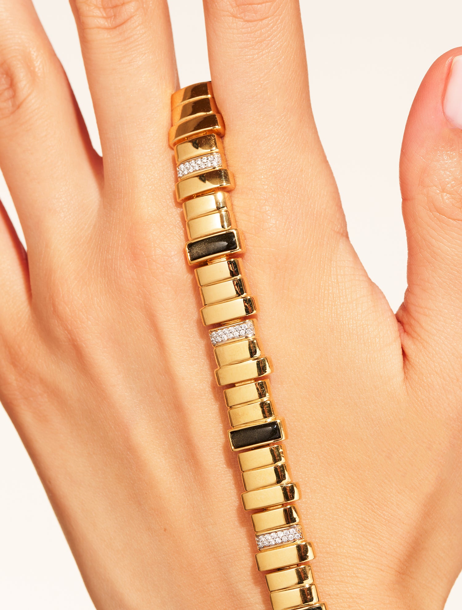 Bracelet Empreinte - Obsidienne dorée