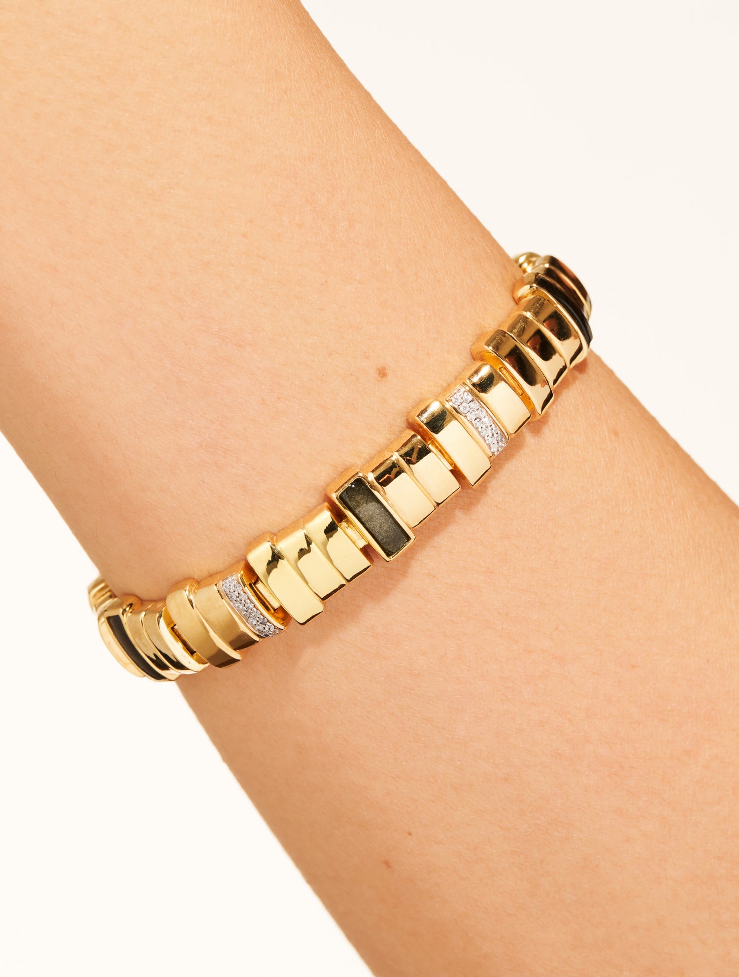 Bracelet Empreinte - Obsidienne dorée