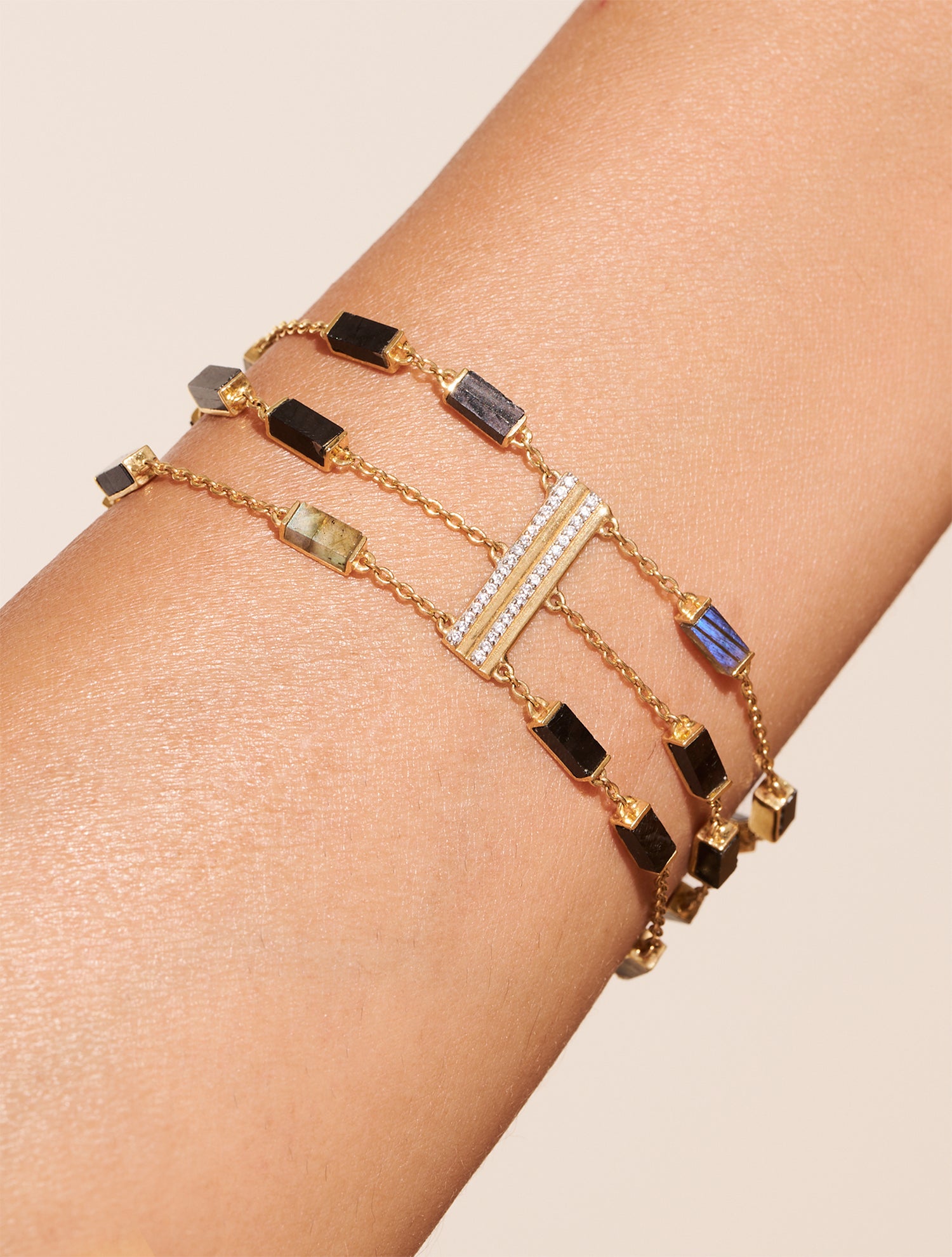 Bracelet Mara - Onyx Texturé / Labradorite