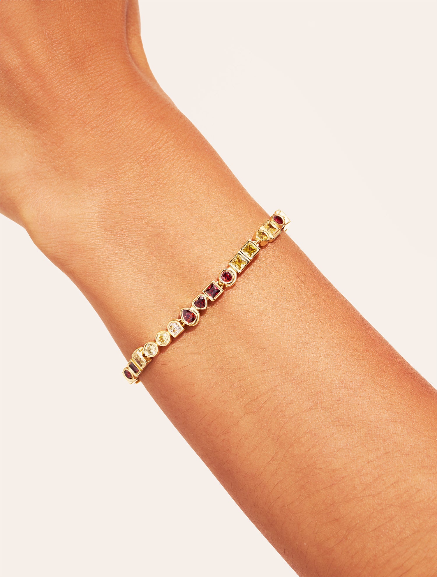 Bracelet Rivière - Zircons jaunes et grenat