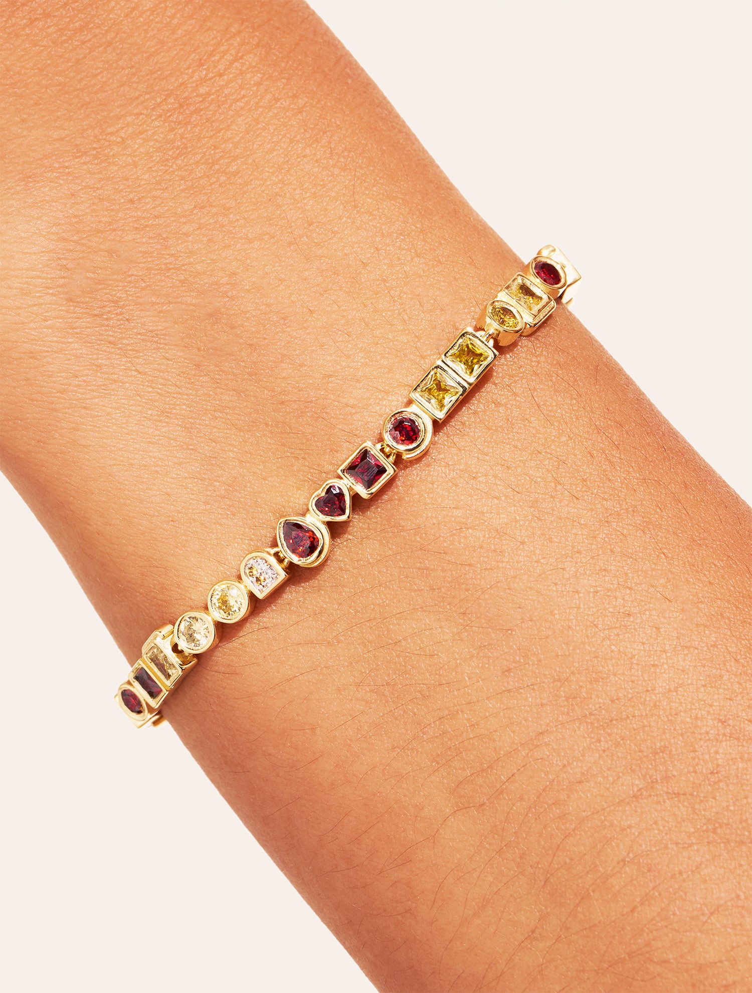 Bracelet Rivière - Zircons jaunes et grenat