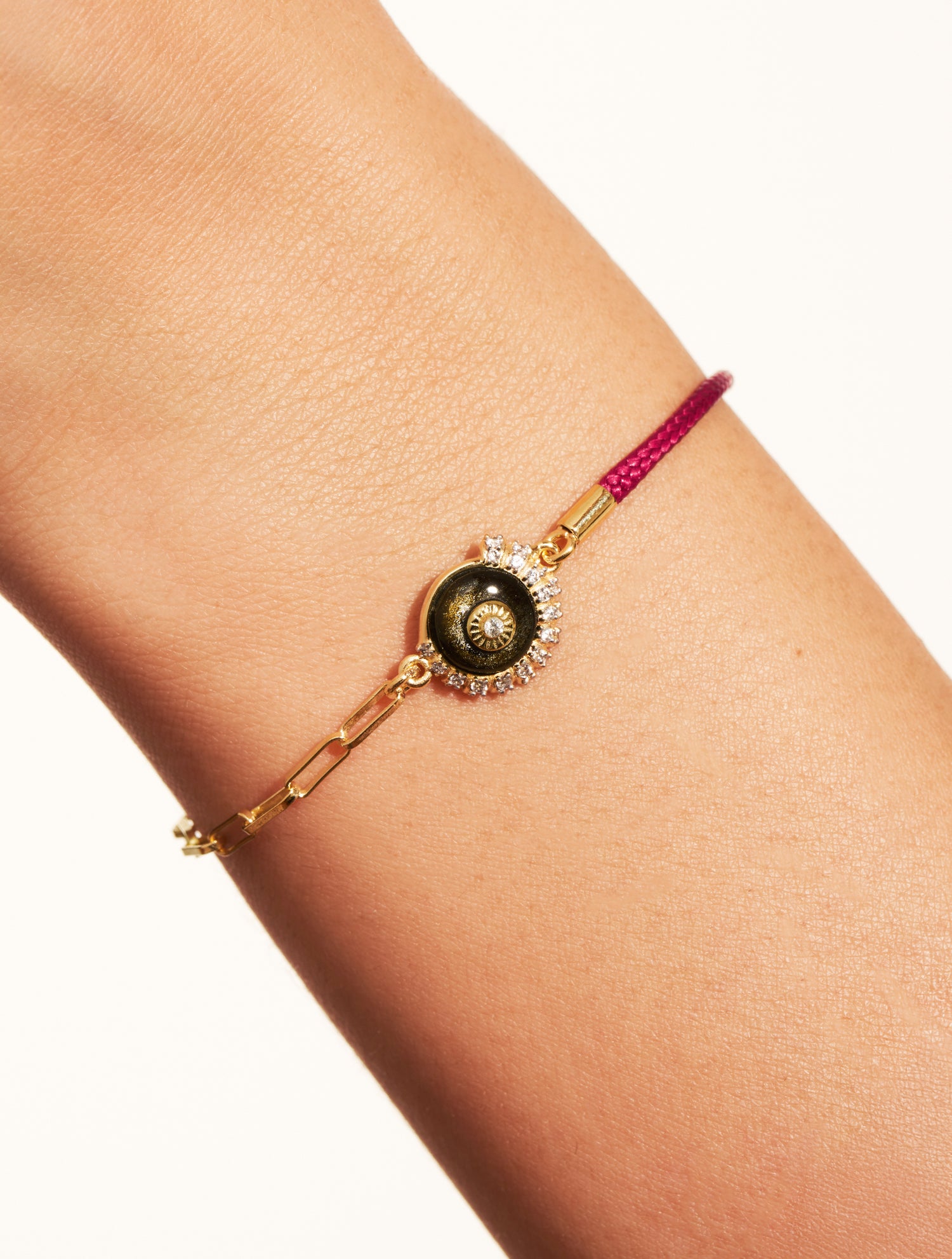 Bracelet coquillage - Bordeaux/Obsidienne dorée