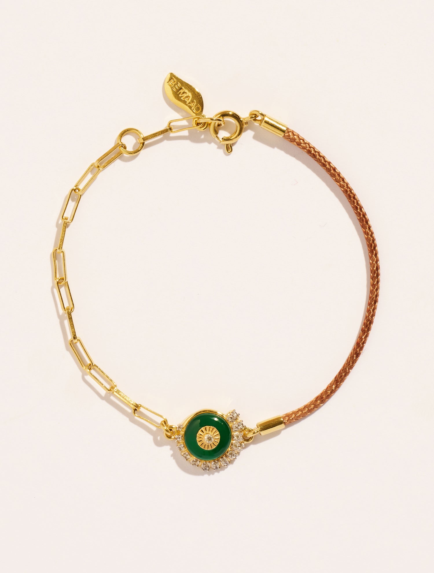Bracelet coquillage - Beige/Onyx vert