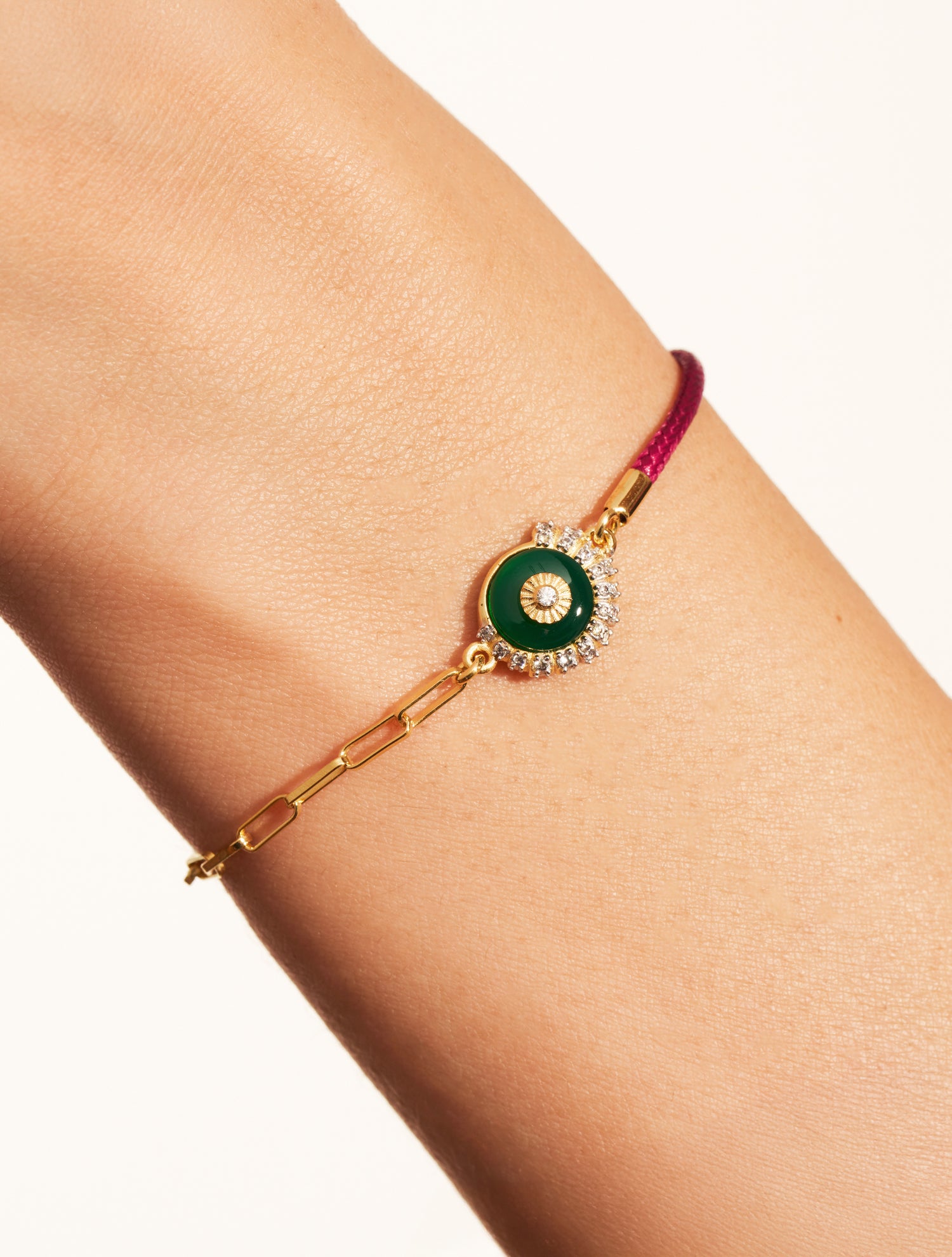 Bracelet coquillage - Bordeaux/Onyx vert