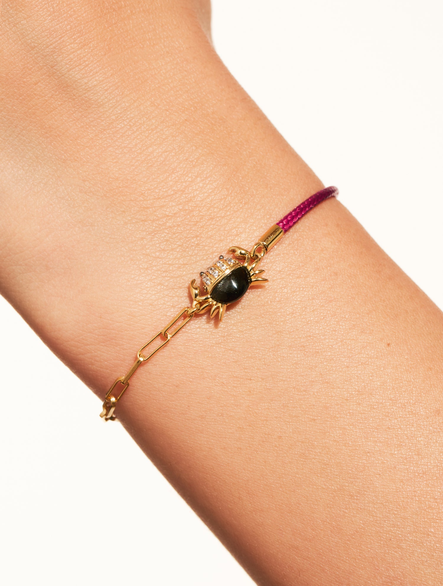 Bracelet Crabe - Bordeaux/Obsidienne dorée