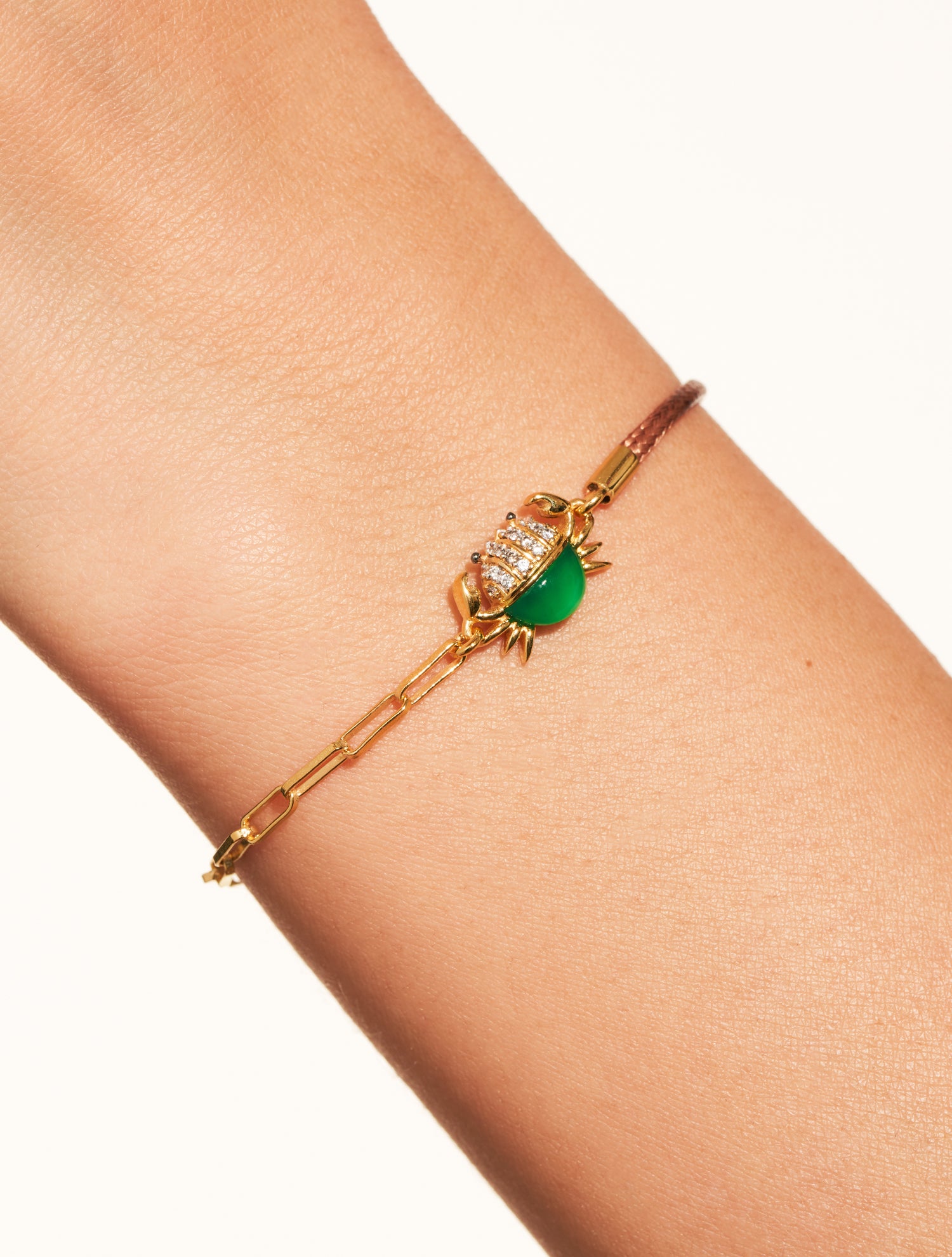 Bracelet Crabe - Beige/Onyx vert