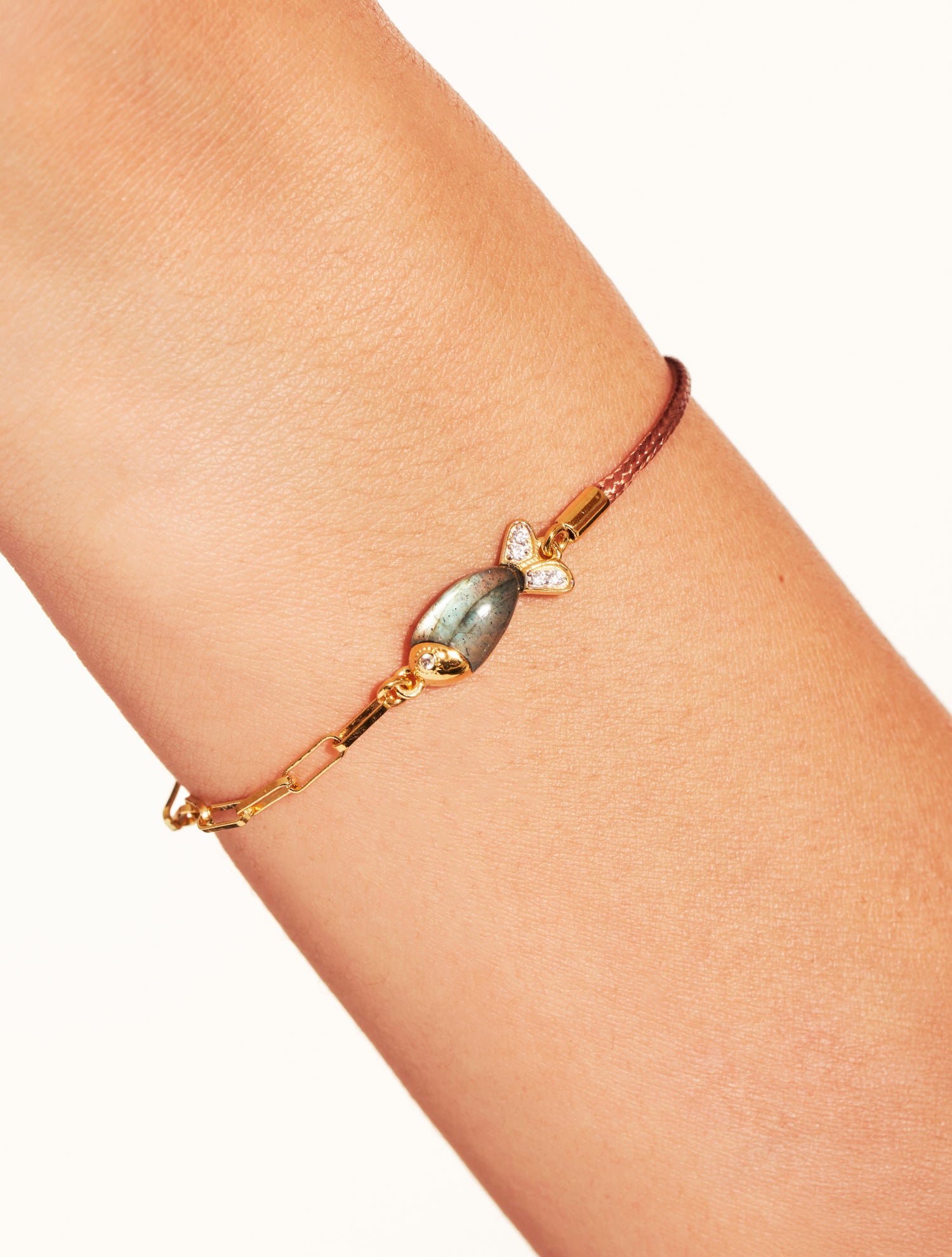 Bracelet poisson - Beige/Labradorite