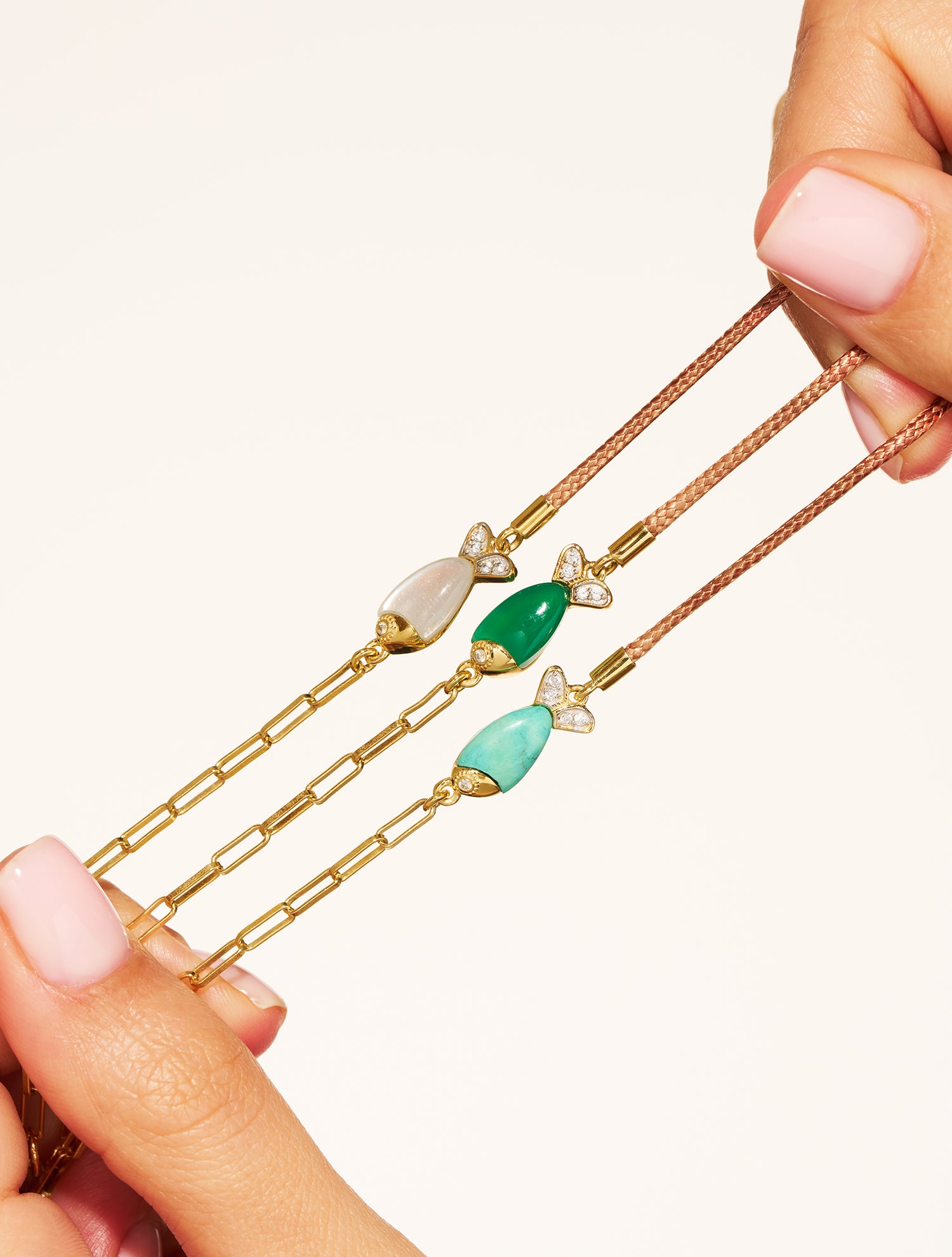 Bracelet poisson - Beige/Turquoise