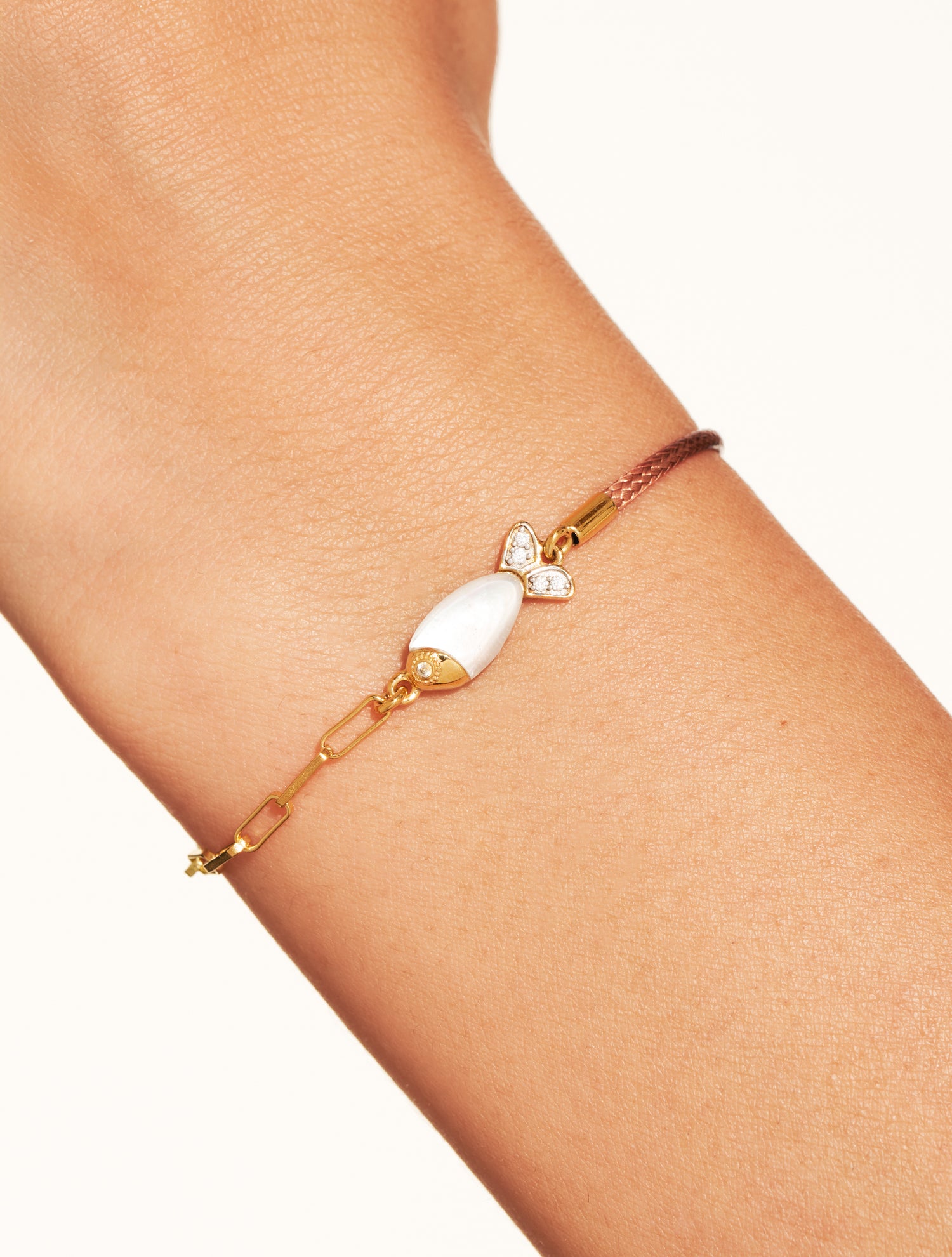 Bracelet poisson - Beige/Nacre