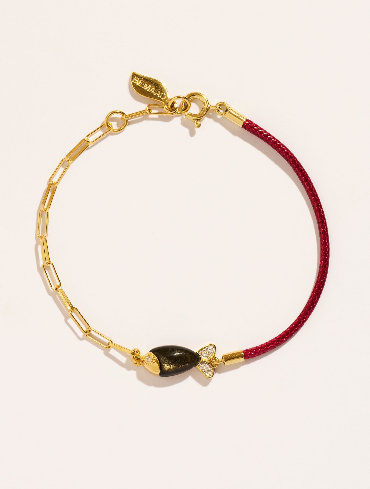 Bracelet poisson - Bordeaux/Obsidienne dorée