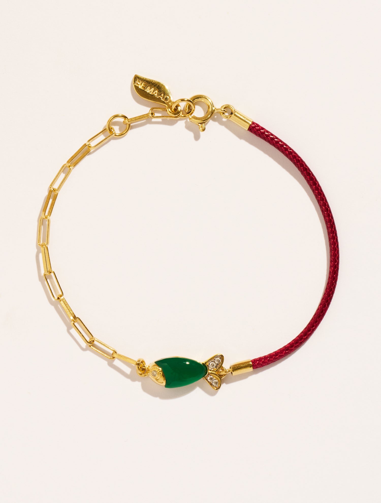 Bracelet poisson - Bordeaux/Onyx vert