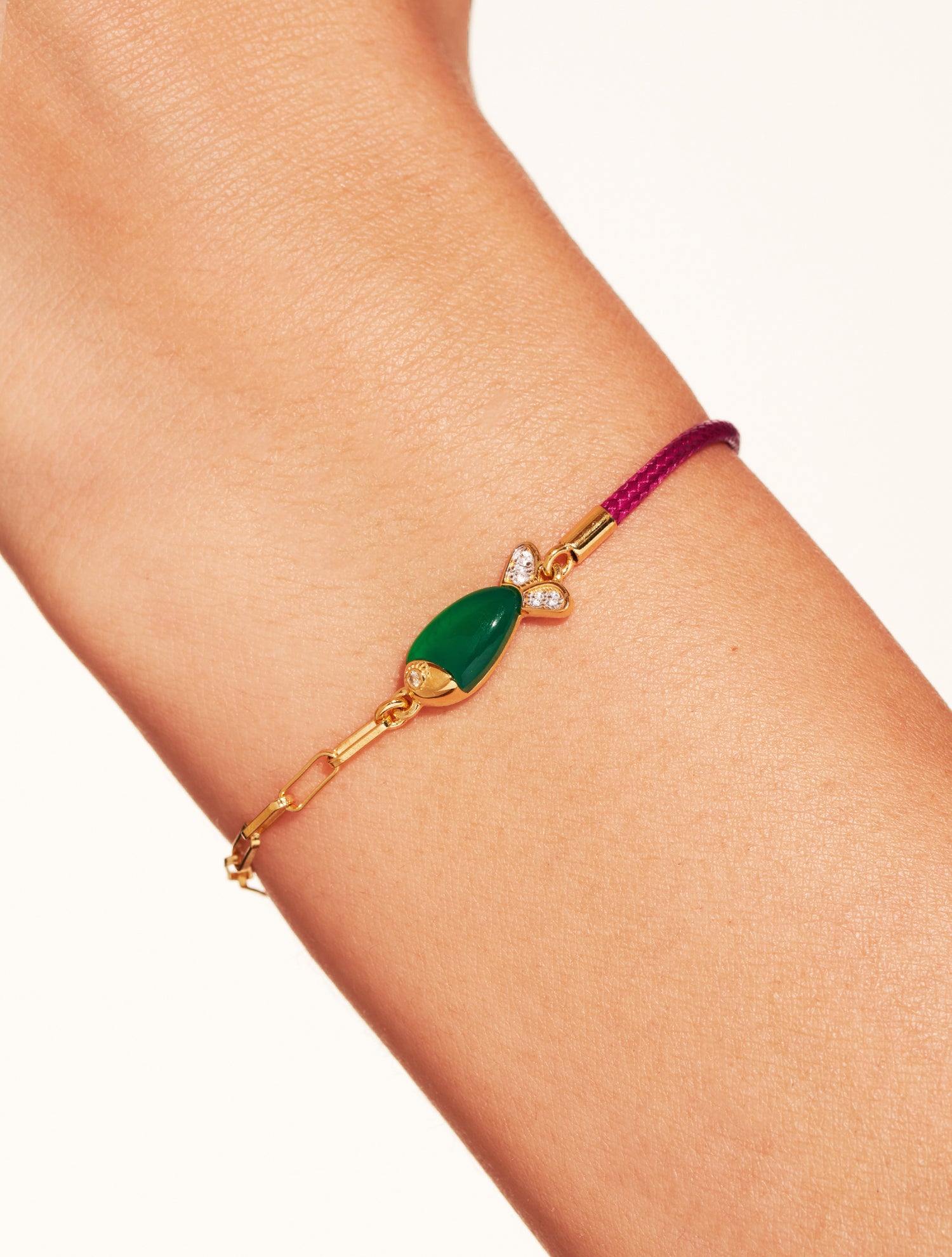 Bracelet poisson - Bordeaux/Onyx vert